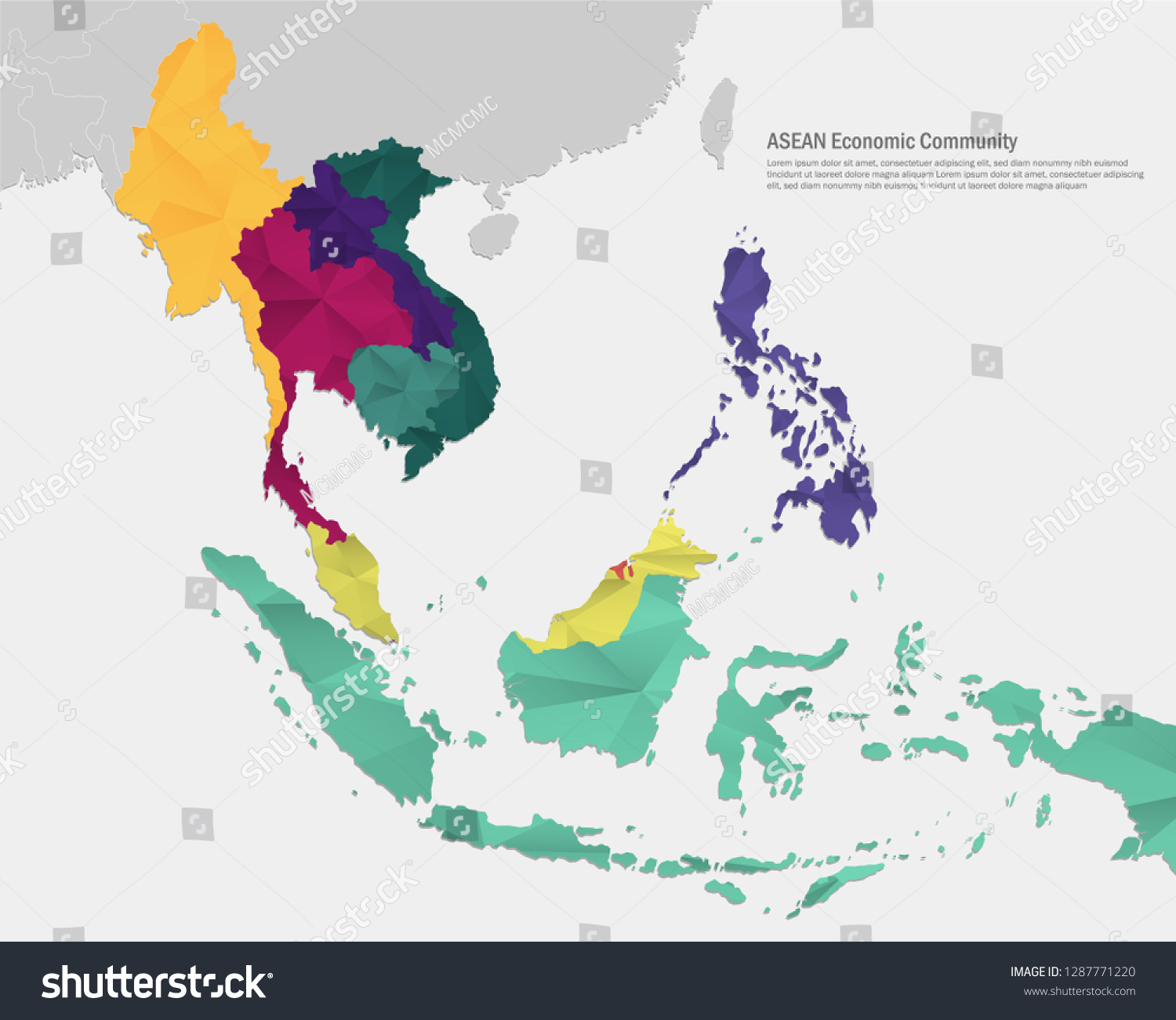 Asean 東南アジア諸国連合 東南アジアの地図 のベクター画像素材 ロイヤリティフリー