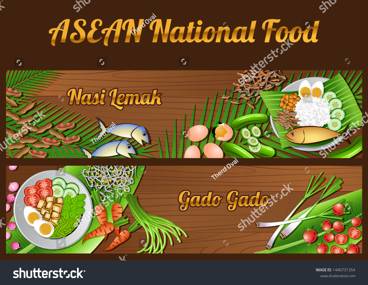 Asean National Food Ingredients Elements Set Stock Vector (Royalty Free ...