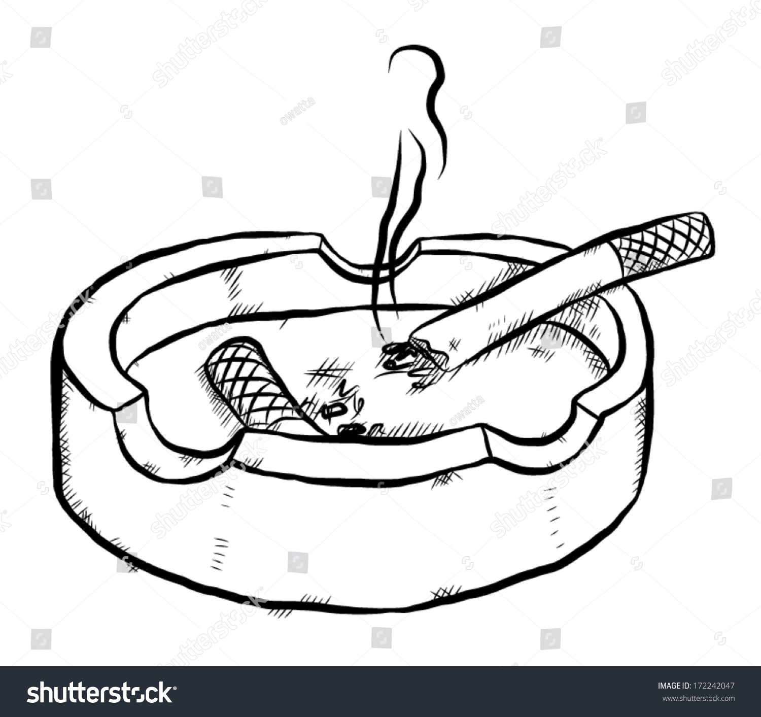 Ashtray Cigarette Smoke Cartoon Vector Illustration Stock Vector ...