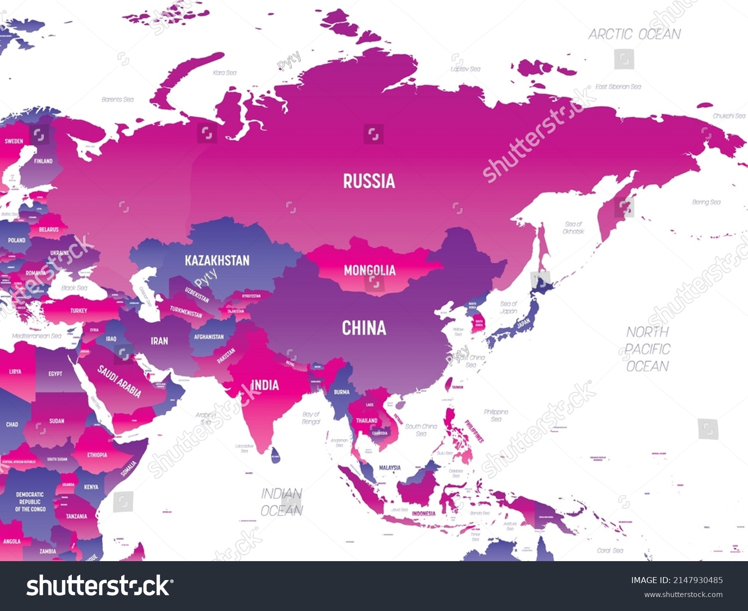 Asia Detailed Political Map Lables Stock Vector (Royalty Free ...