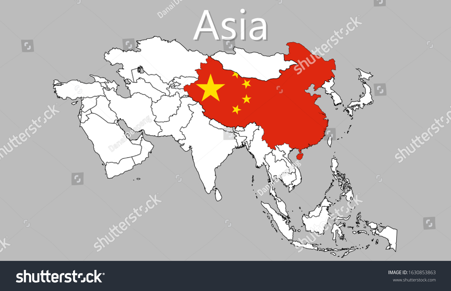 China On Asia Map Asia Map By Focusing On China Stock Vector (Royalty Free) 1630853863 |  Shutterstock