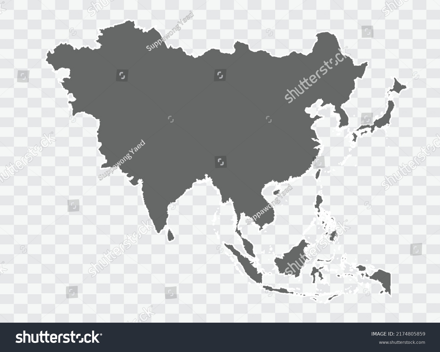 Asia Map Grey Color On Background Stock Vector (Royalty Free ...