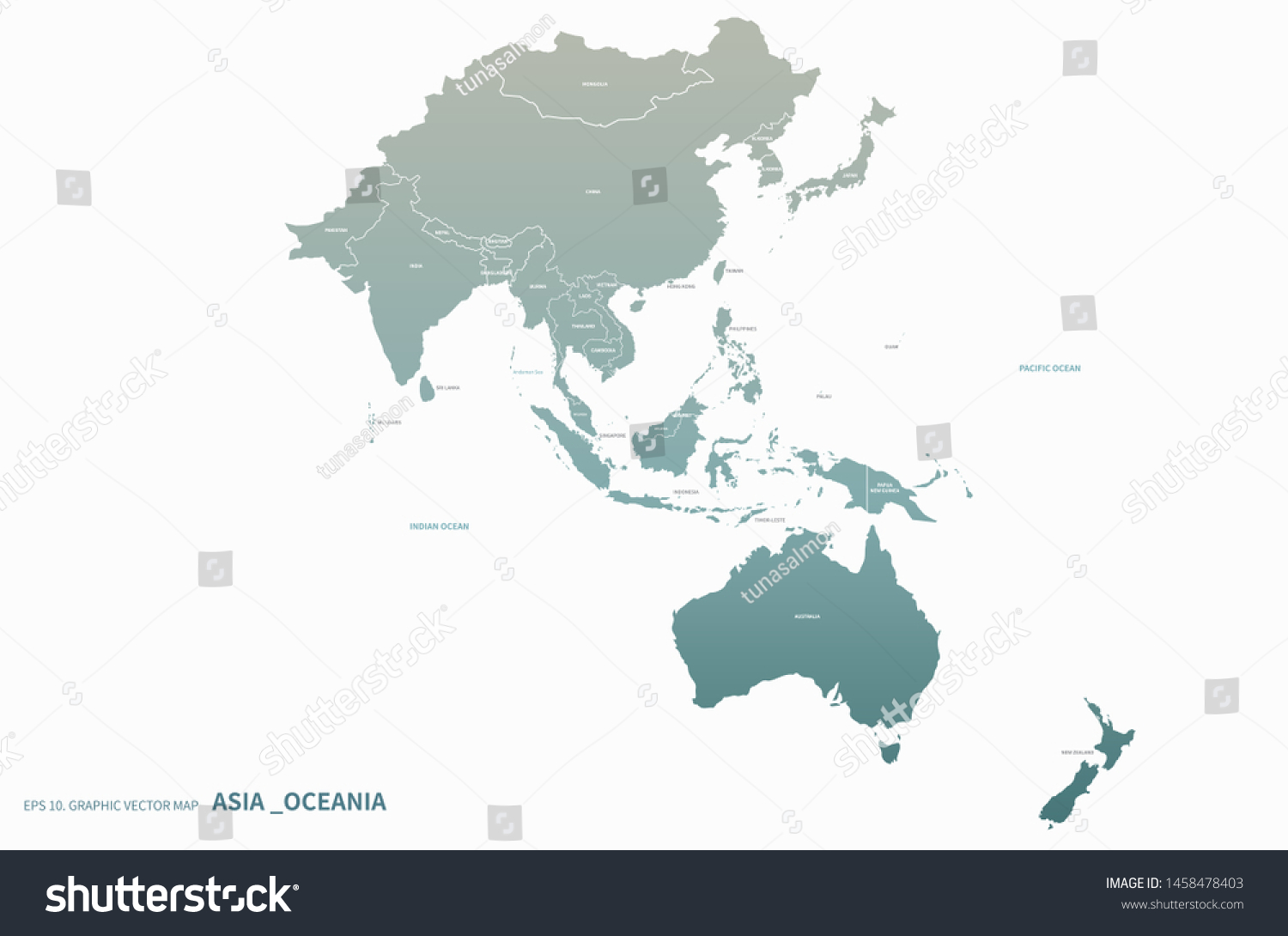 Asia Map Oceania Map High Quality Stock Vector (Royalty Free) 1458478403