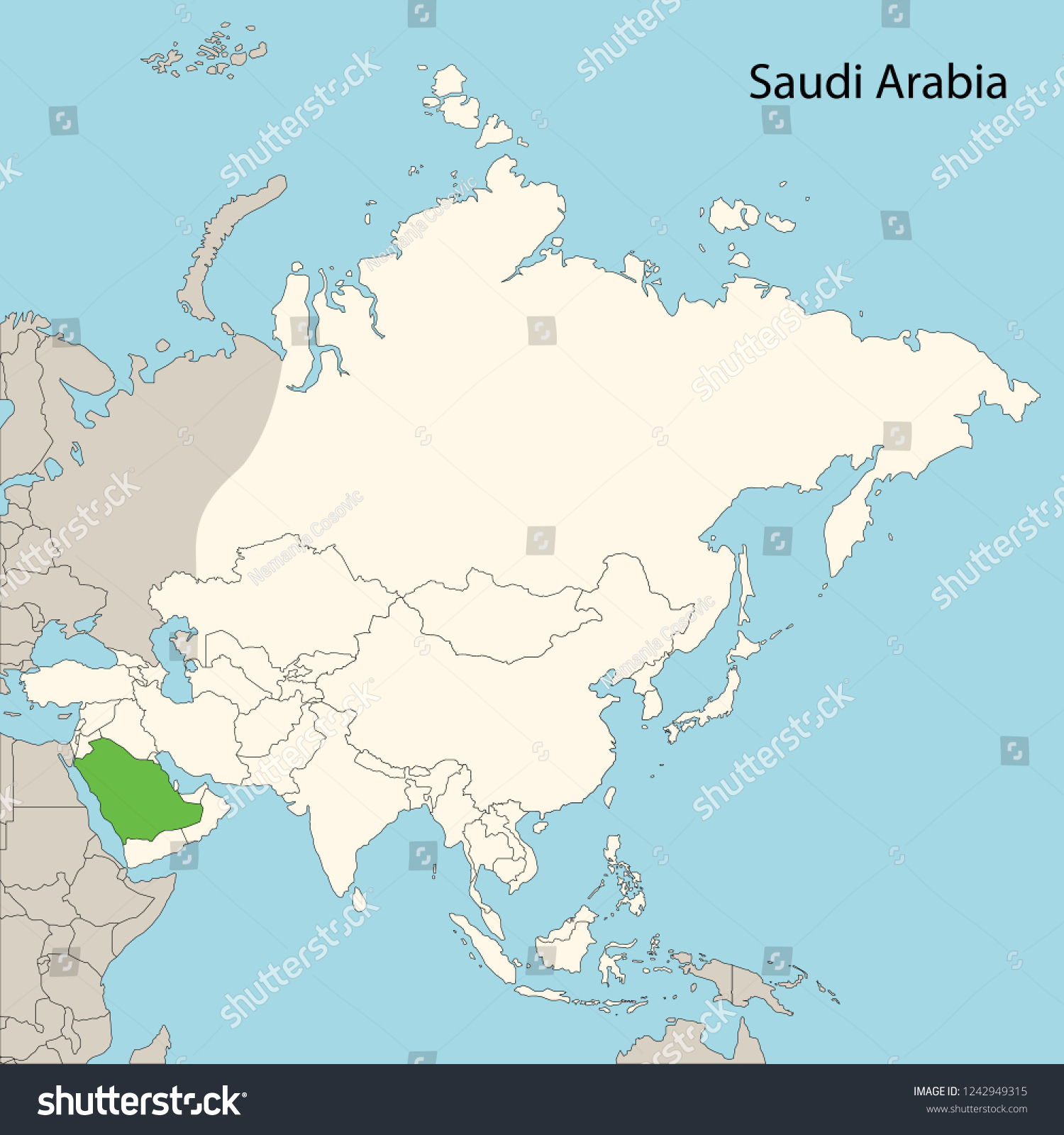 Saudi Arabia On Asia Map Asia Map Saudi Arabia Stock Vector (Royalty Free) 1242949315 | Shutterstock