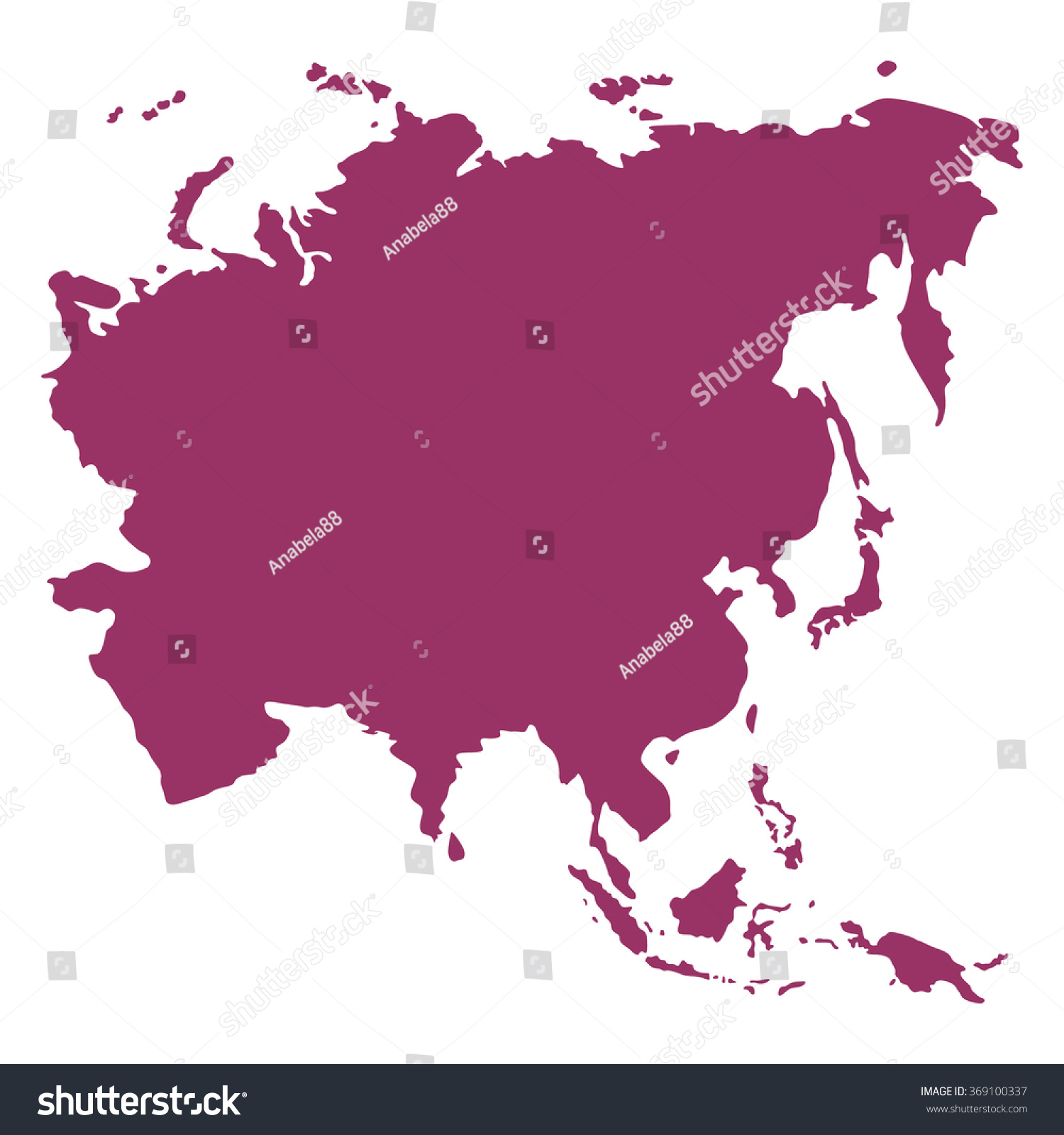 Asia Map Vector Stock Vector (royalty Free) 369100337