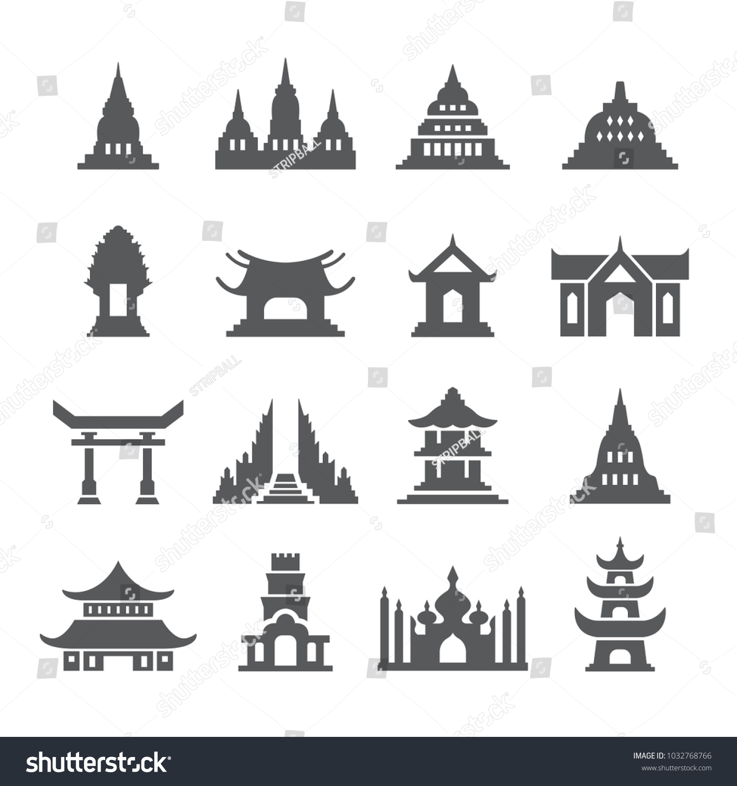 SVG of Asia Temple icon set svg
