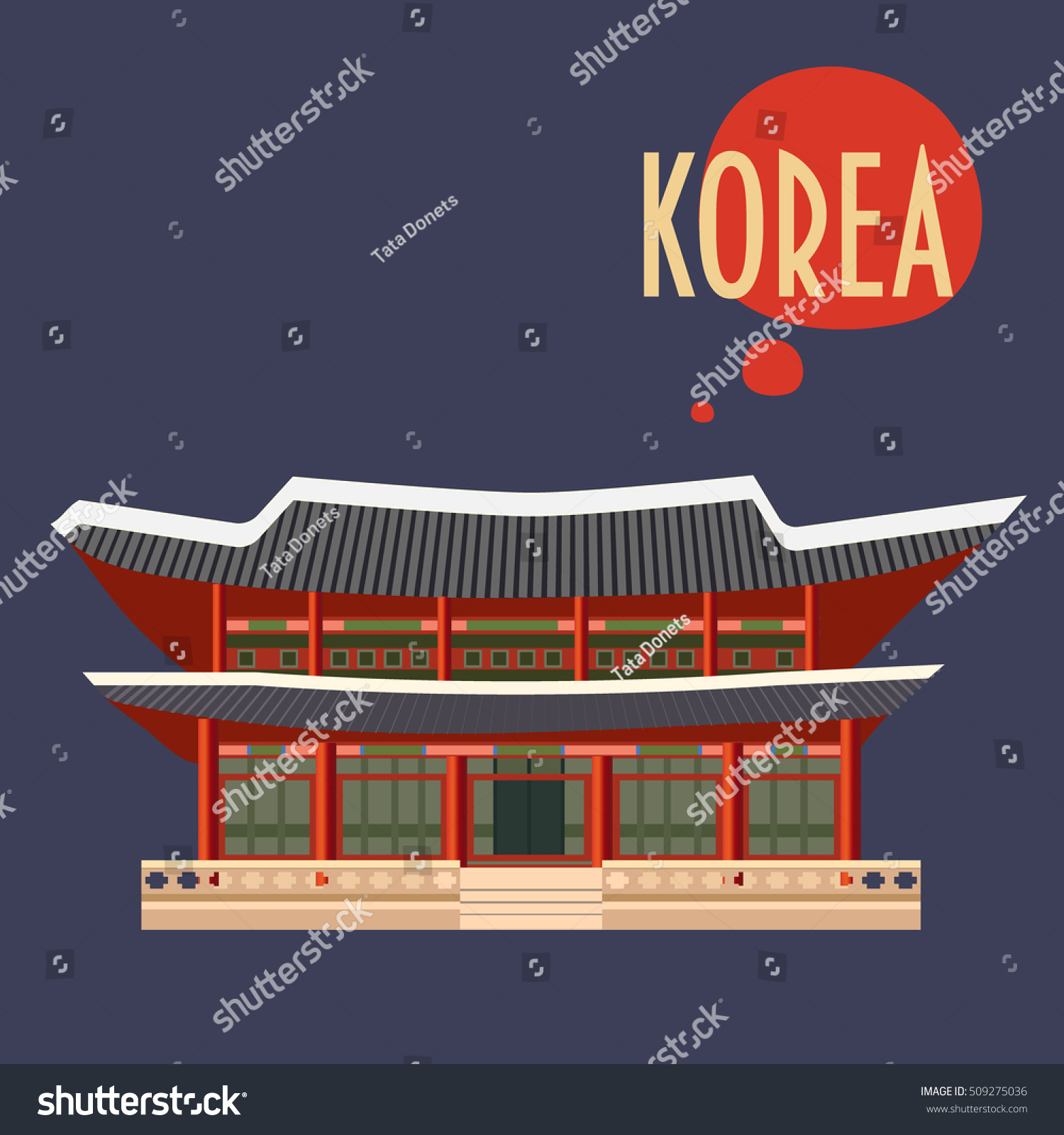 Asian Building Icon Korean Famous Landmark Stock Vector 509275036 ...