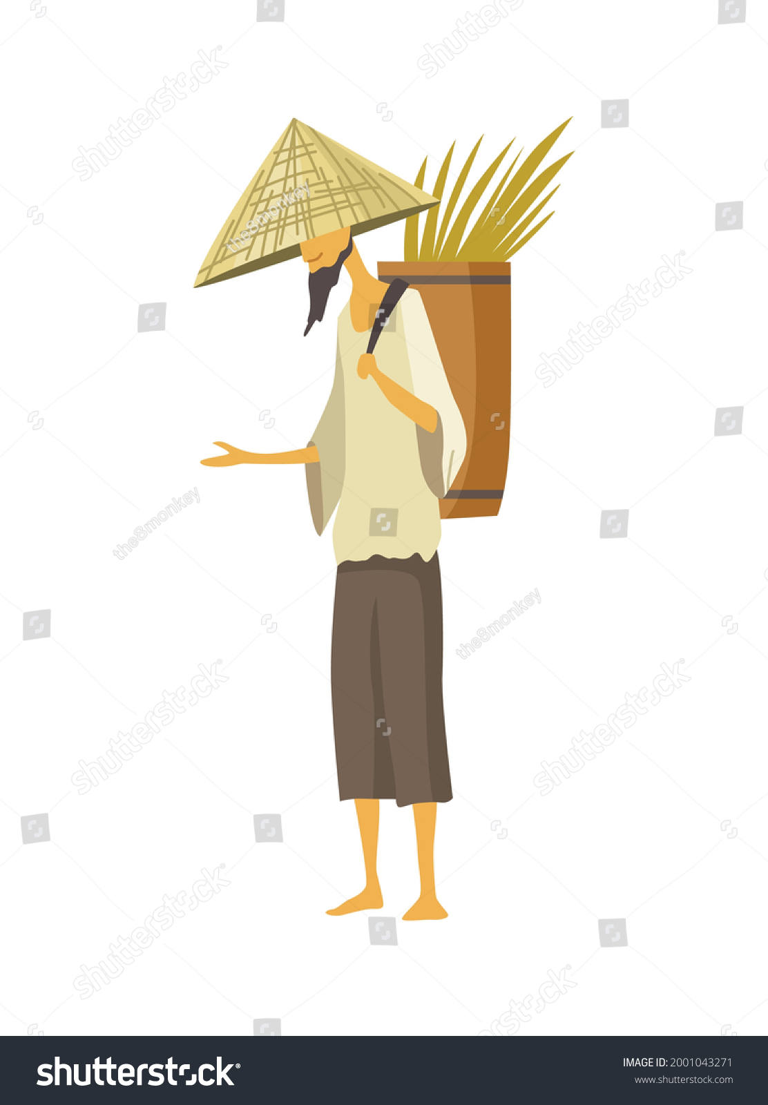 Asian Farmer Straw Conical Hat Asia Stock Vector (Royalty Free ...