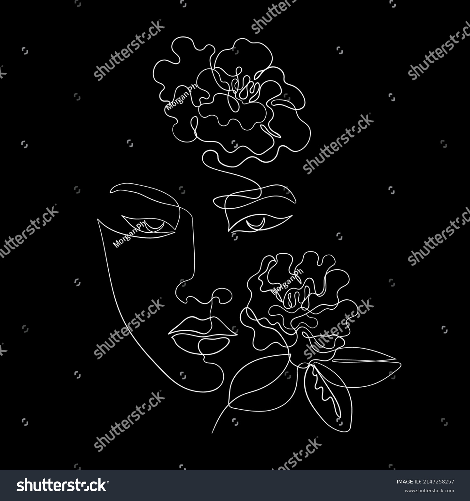 Asian Girl Line Art Drawn One Stock Vector (Royalty Free) 2147258257 ...