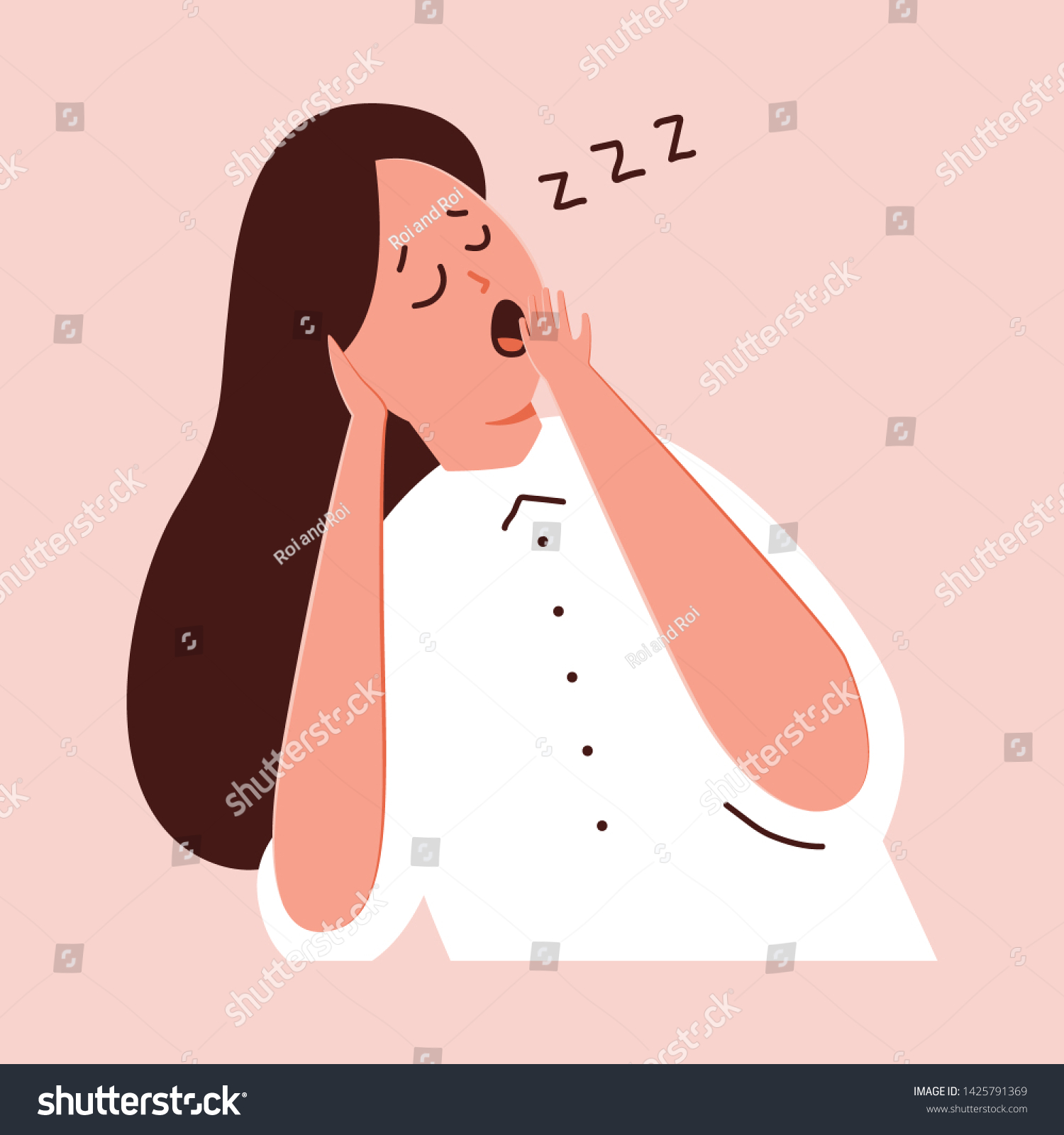 Asleep Woman Vector Cartoon Character Illustration Stock Vector