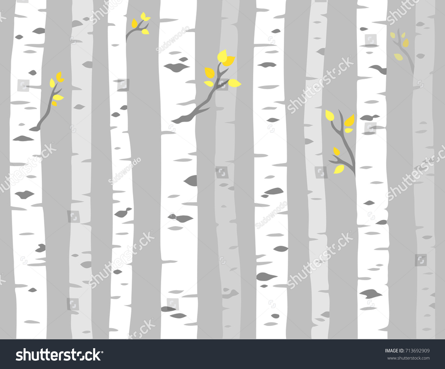 SVG of Aspen or birch grove seamless pattern. Tree trunks on gray background, simple vector illustration. svg