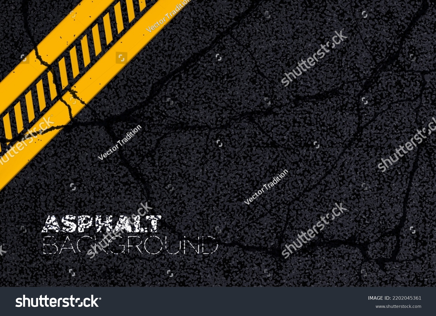 SVG of Asphalt road background texture with cracks pattern, vector yellow street line. Road black tarmac surface, highway bitumen or asphalt grunge pavement with cracked tar stone and traffic lane marking svg