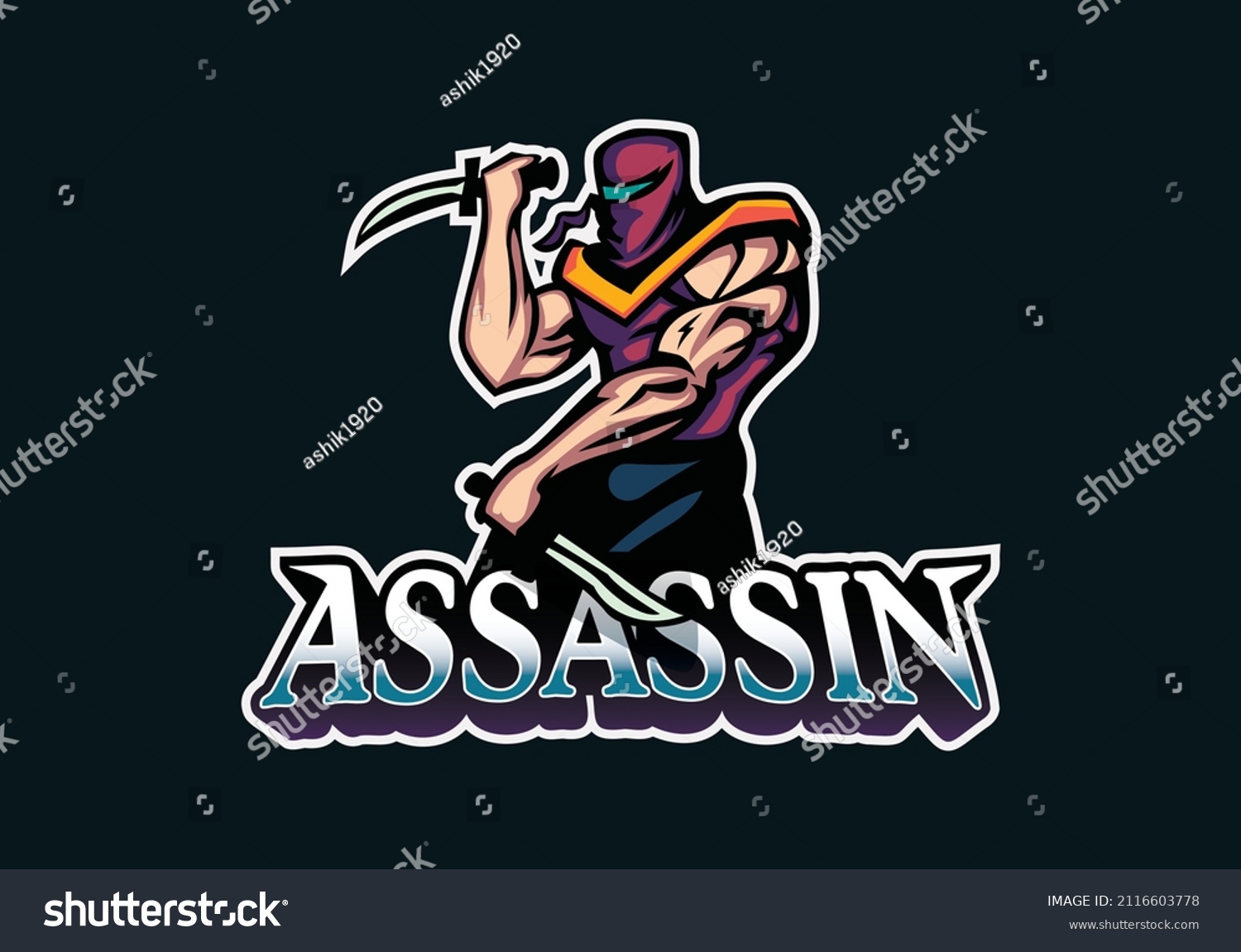 Assassins Ninja Mascot Gaming Logo Stock Vector Royalty Free 2116603778 2388