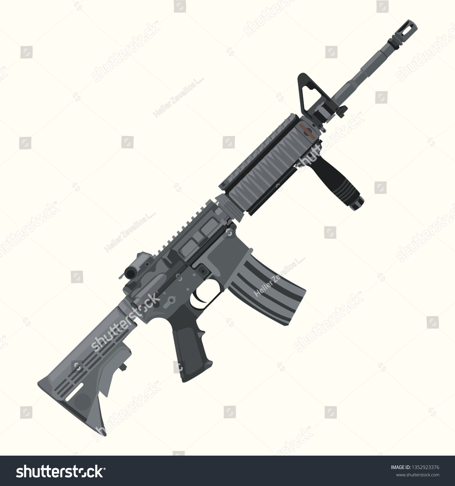 Vektor Stok Assault Rifle M4 Vector Illustration (Tanpa Royalti ...