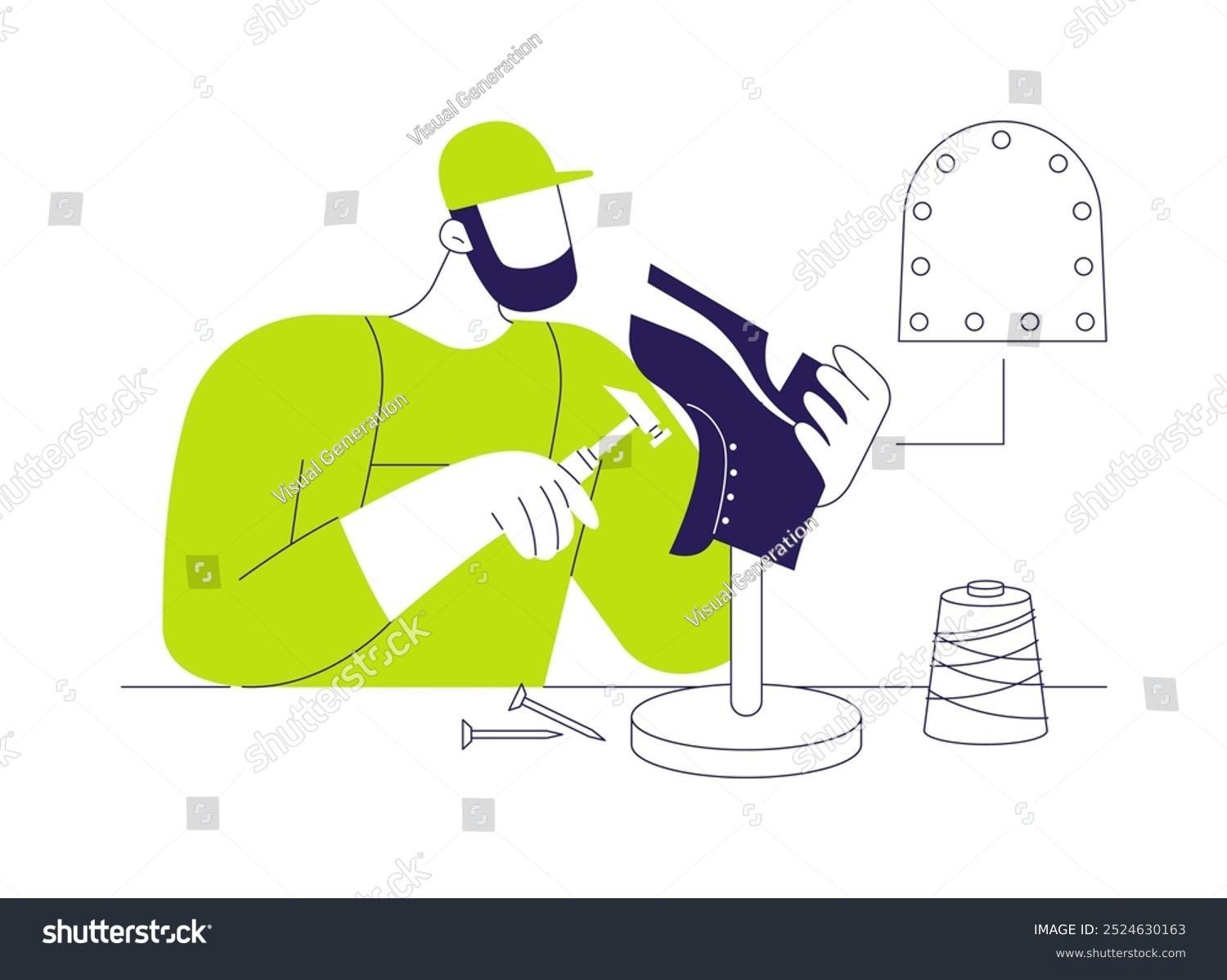 shoemaker green figure working on shoe clip art preview