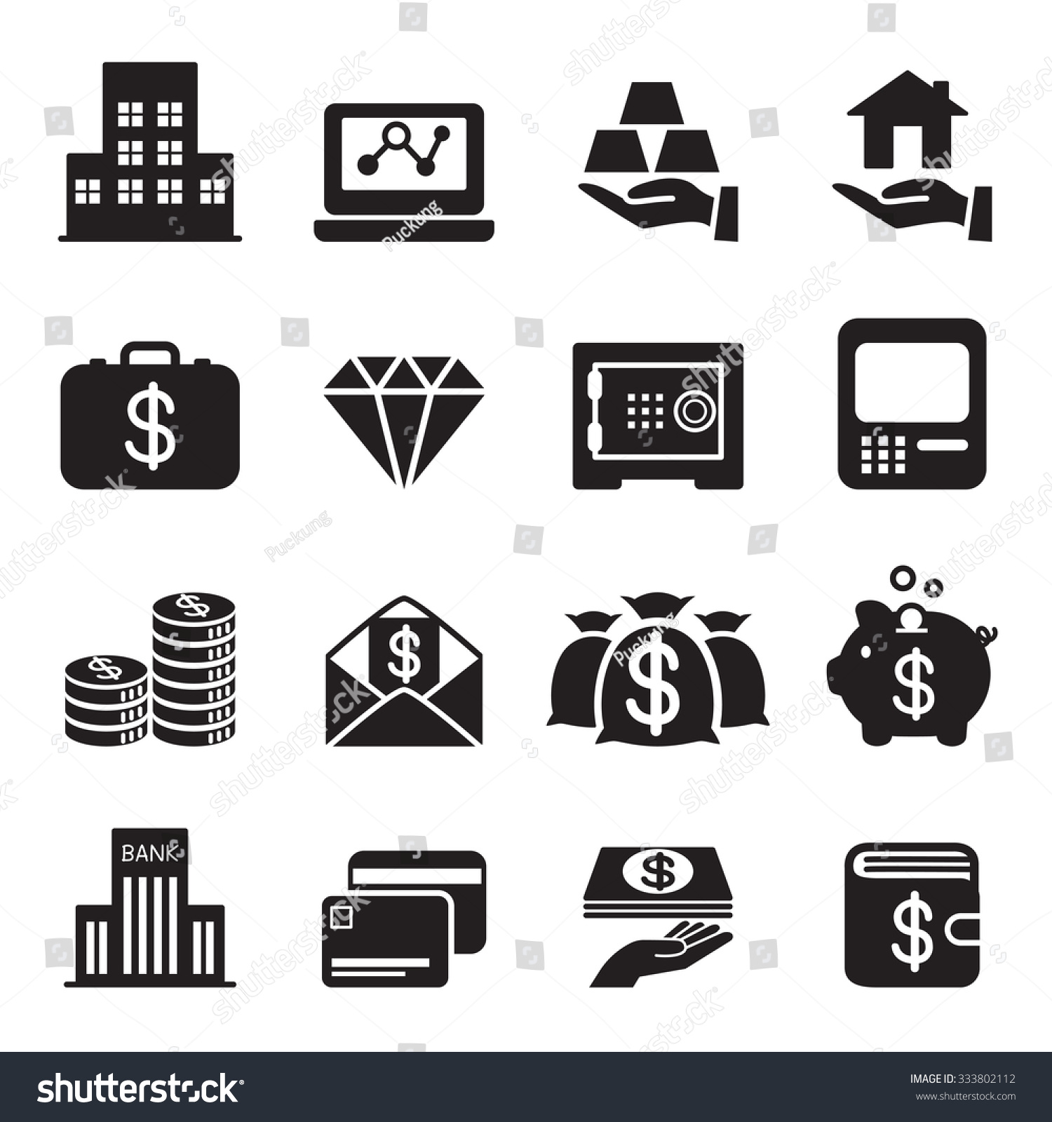 Asset Money Investment Icons Set Stock Vector (Royalty Free) 333802112