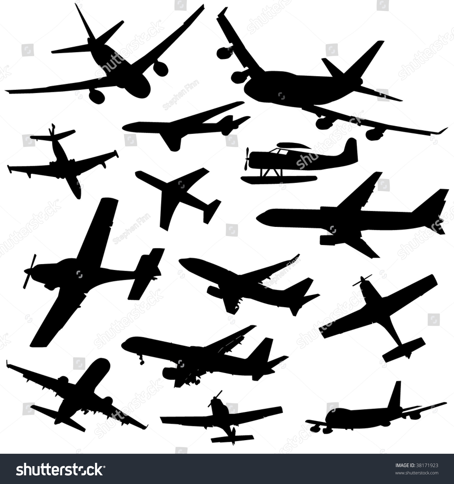 SVG of assorted plane silhouettes arriving and departing illustration svg