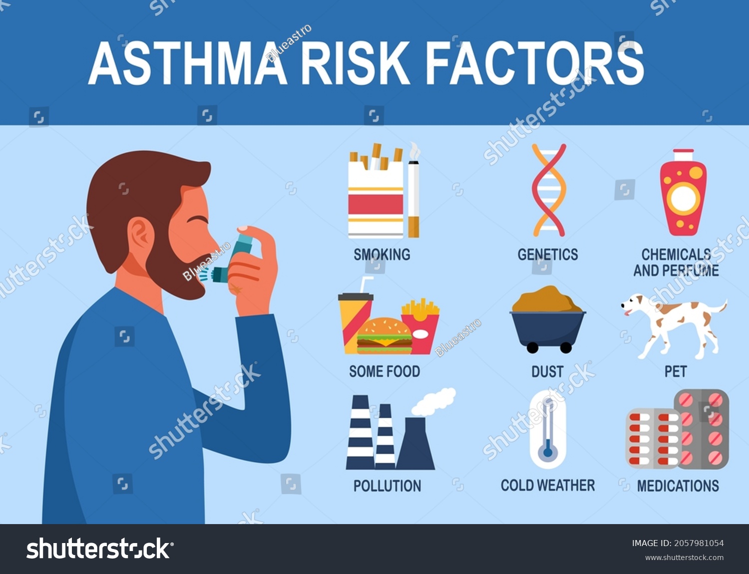 Asthma Risk Factors Infographic Flat Design Stock Vector (Royalty Free ...