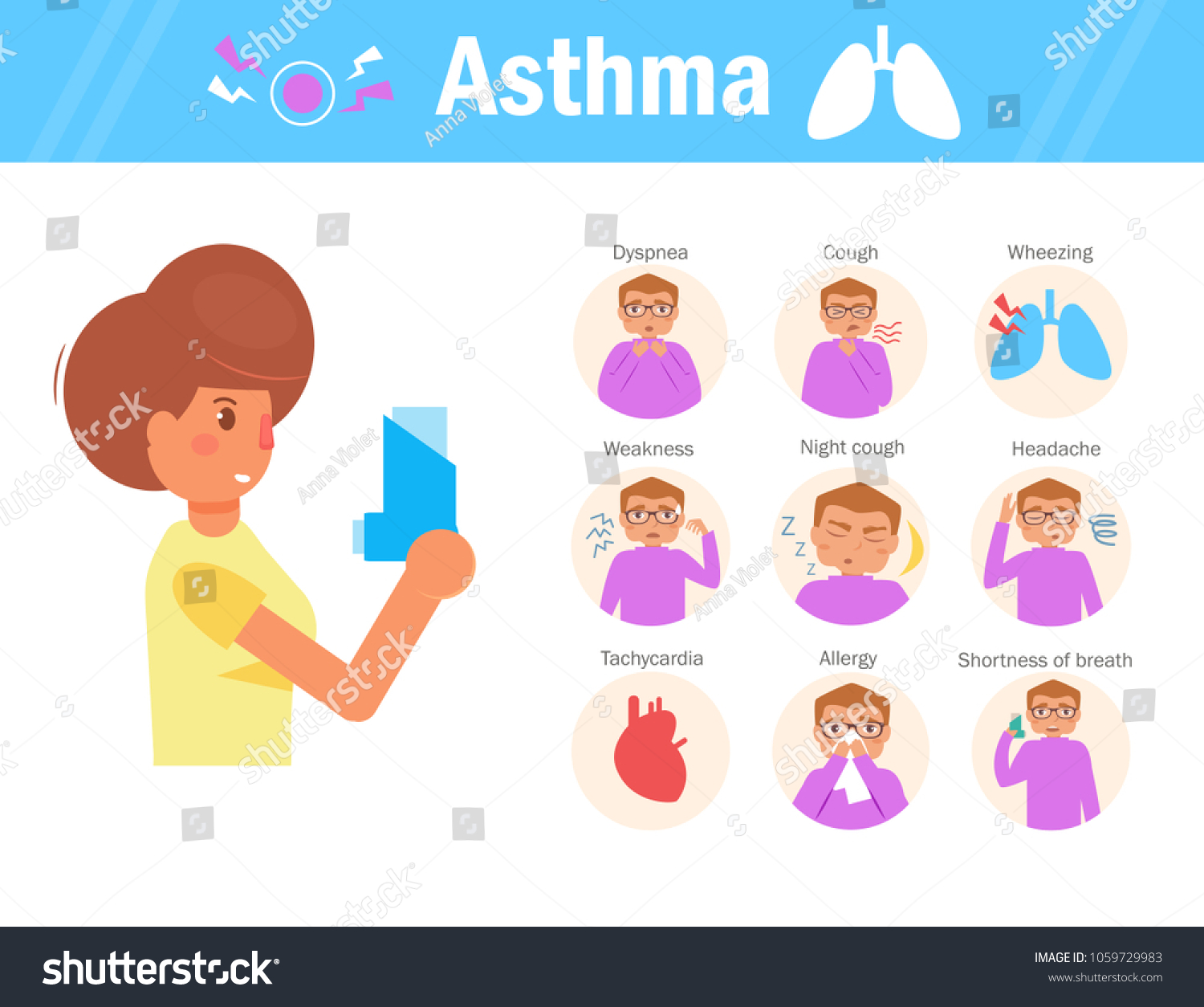 Asthma Vector Cartoon Isolated Art On Stock Vector (royalty Free 