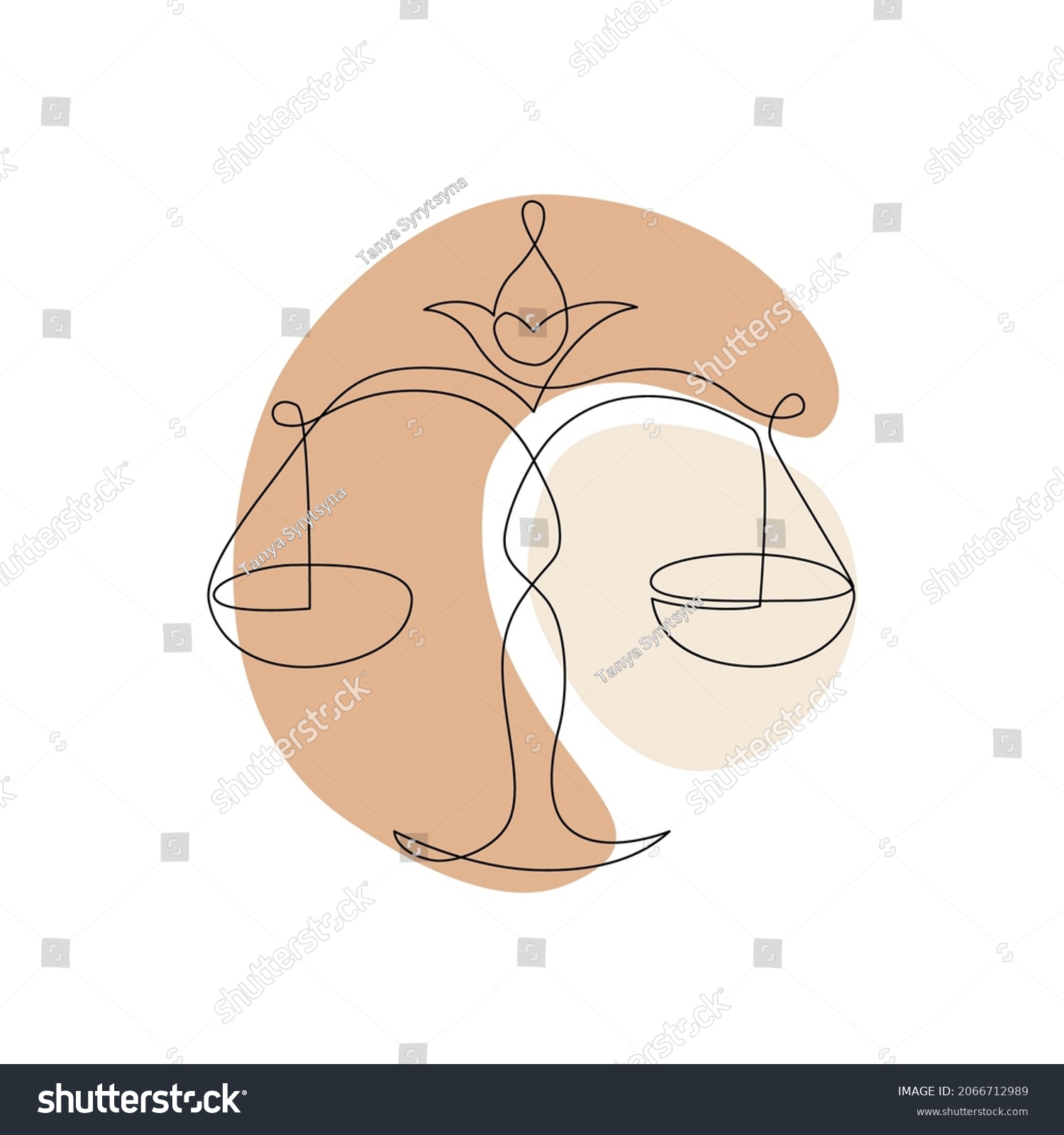 Astrological Libra Zodiac Sign One Line Stock Vector (Royalty Free