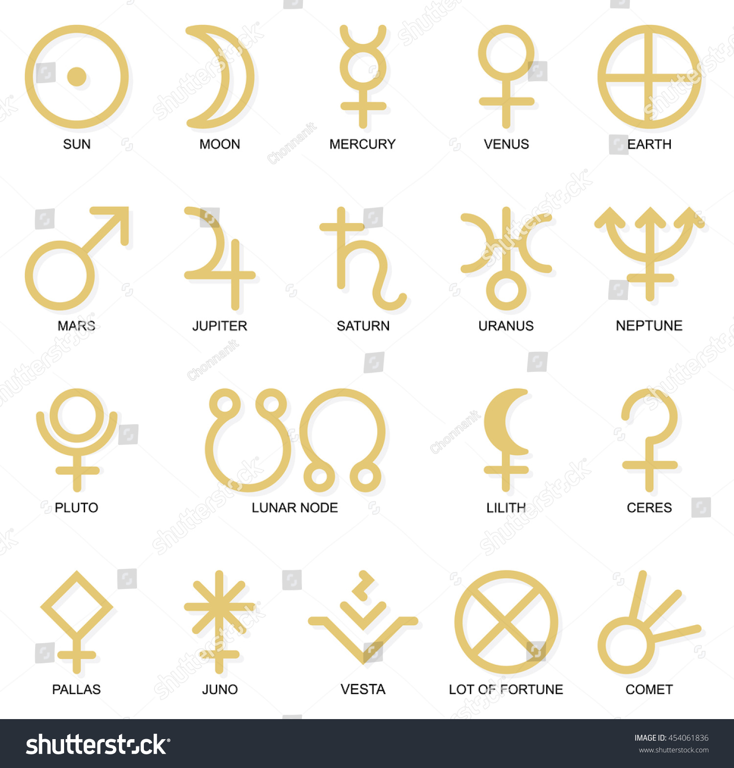 Astrological Planet Symbols Stock Vector 454061836 - Shutterstock