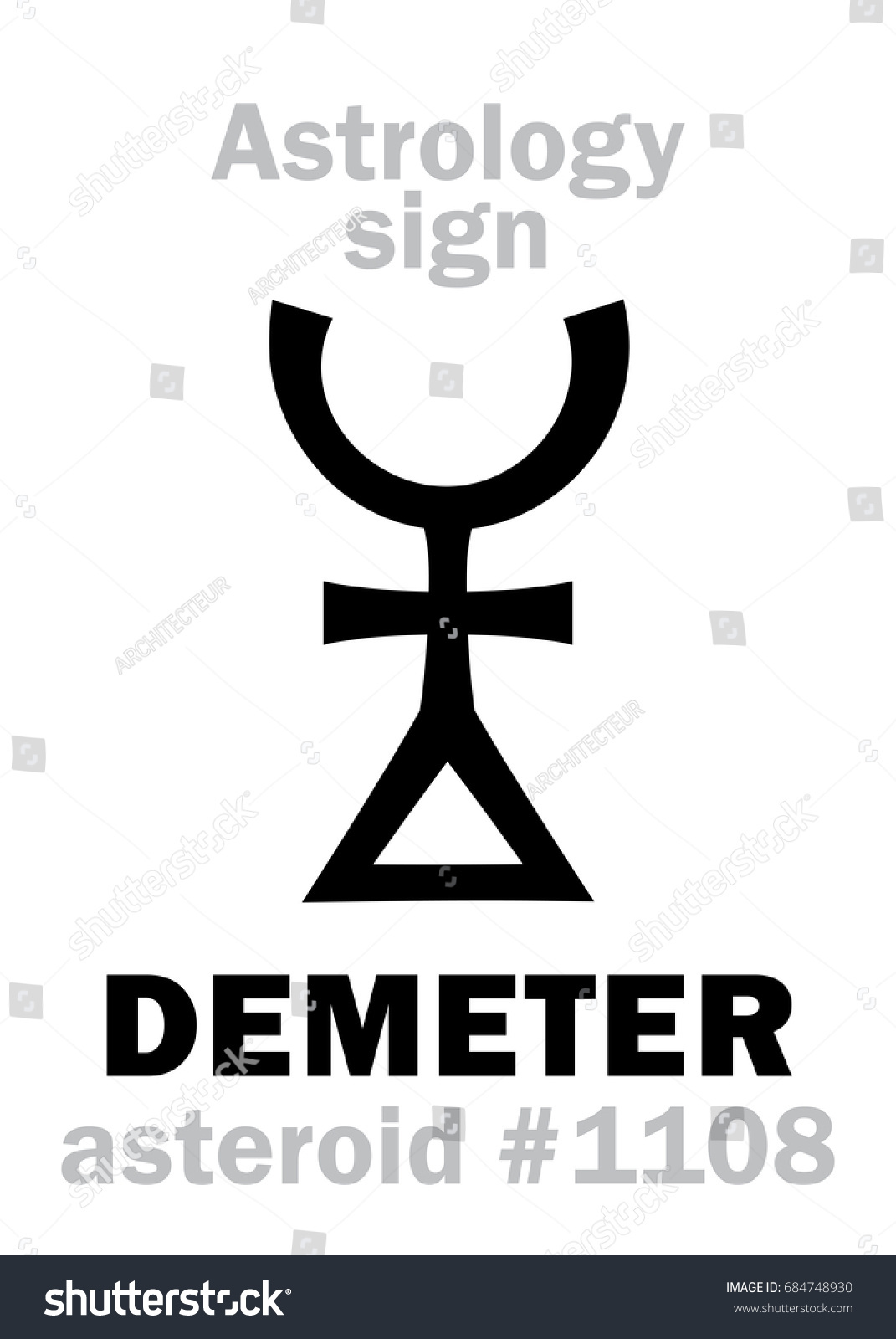 Astrology Alphabet Demeter Asteroid 1108 Hieroglyphics Stock Vector ...