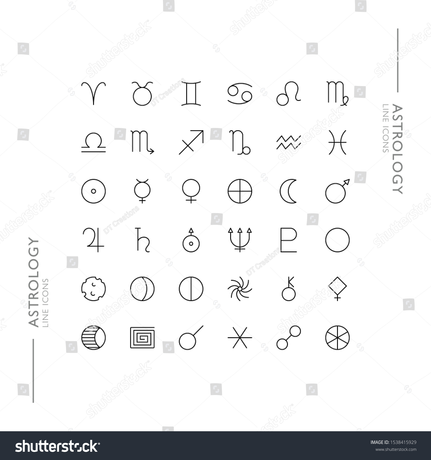 Astrology Zodiac Signs Minimalistic Slim Modern Stock Vector Royalty Free