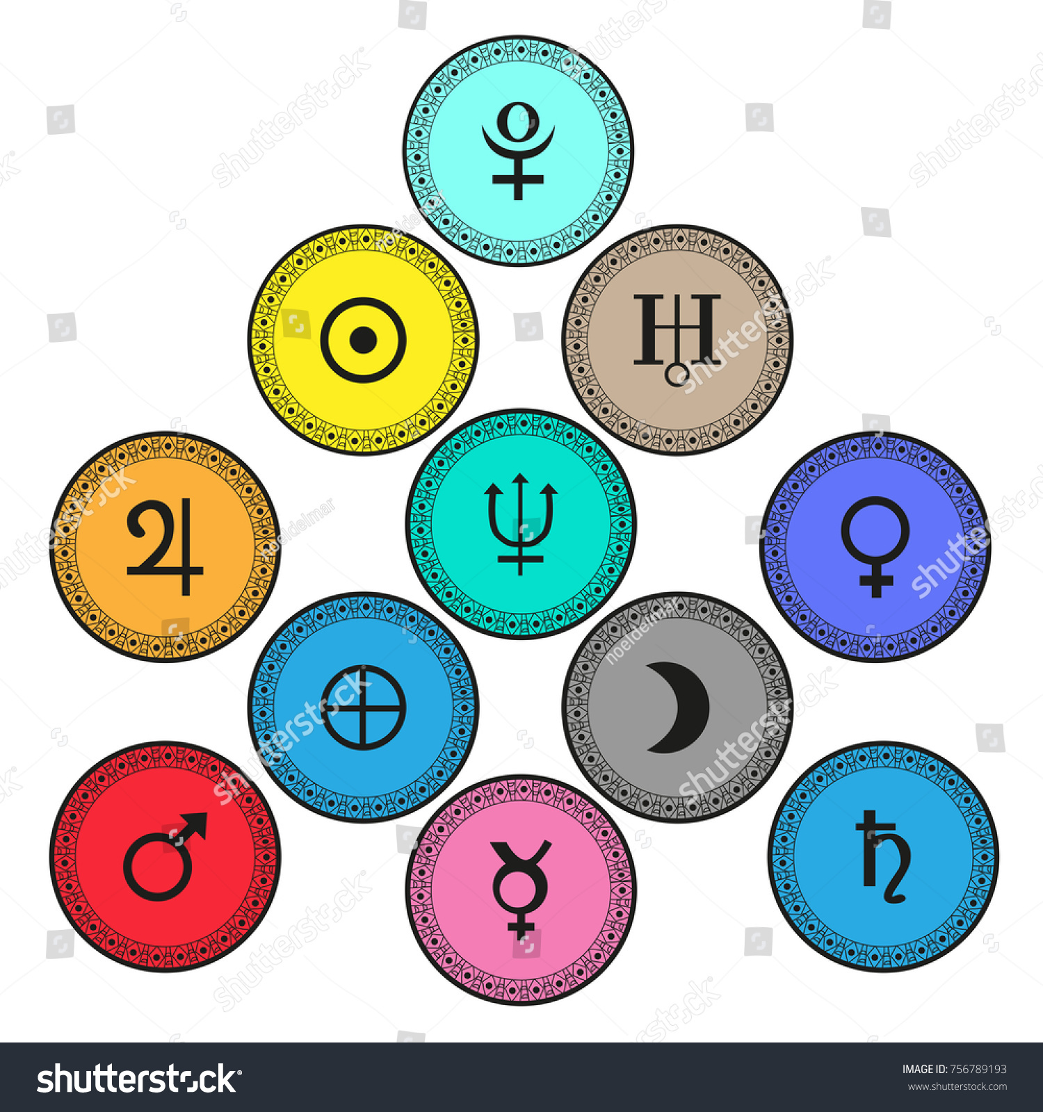 Astrology Planets Vector Symbols Stock Vector (Royalty Free) 756789193 ...