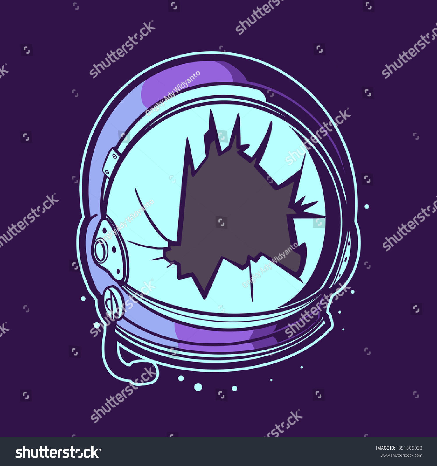 Astronaut Broken Helmet Vector Illustration Stock Vector (Royalty Free ...