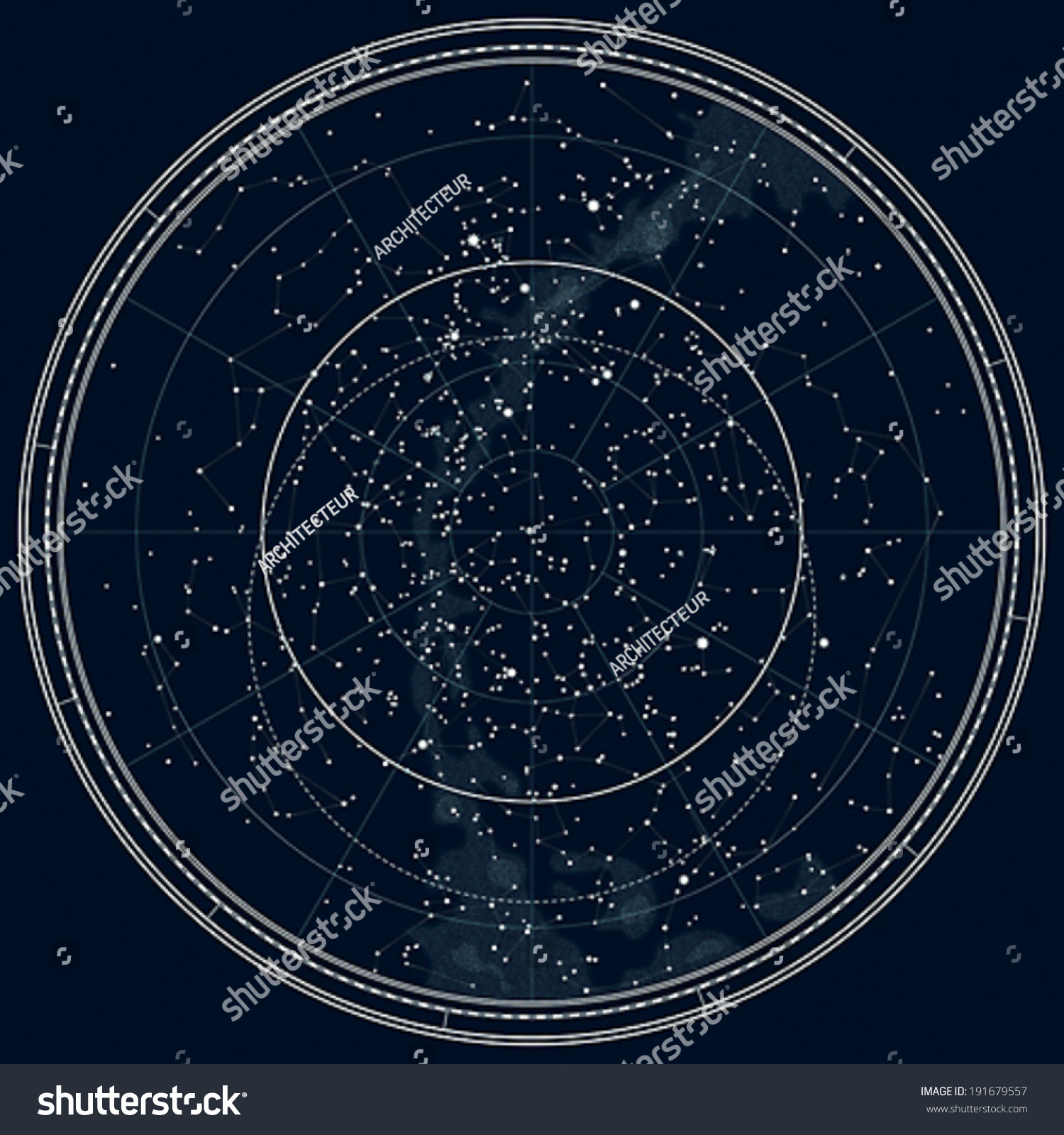 Astronomical Celestial Map Northern Hemisphere Detailed: Vetor Stock ...