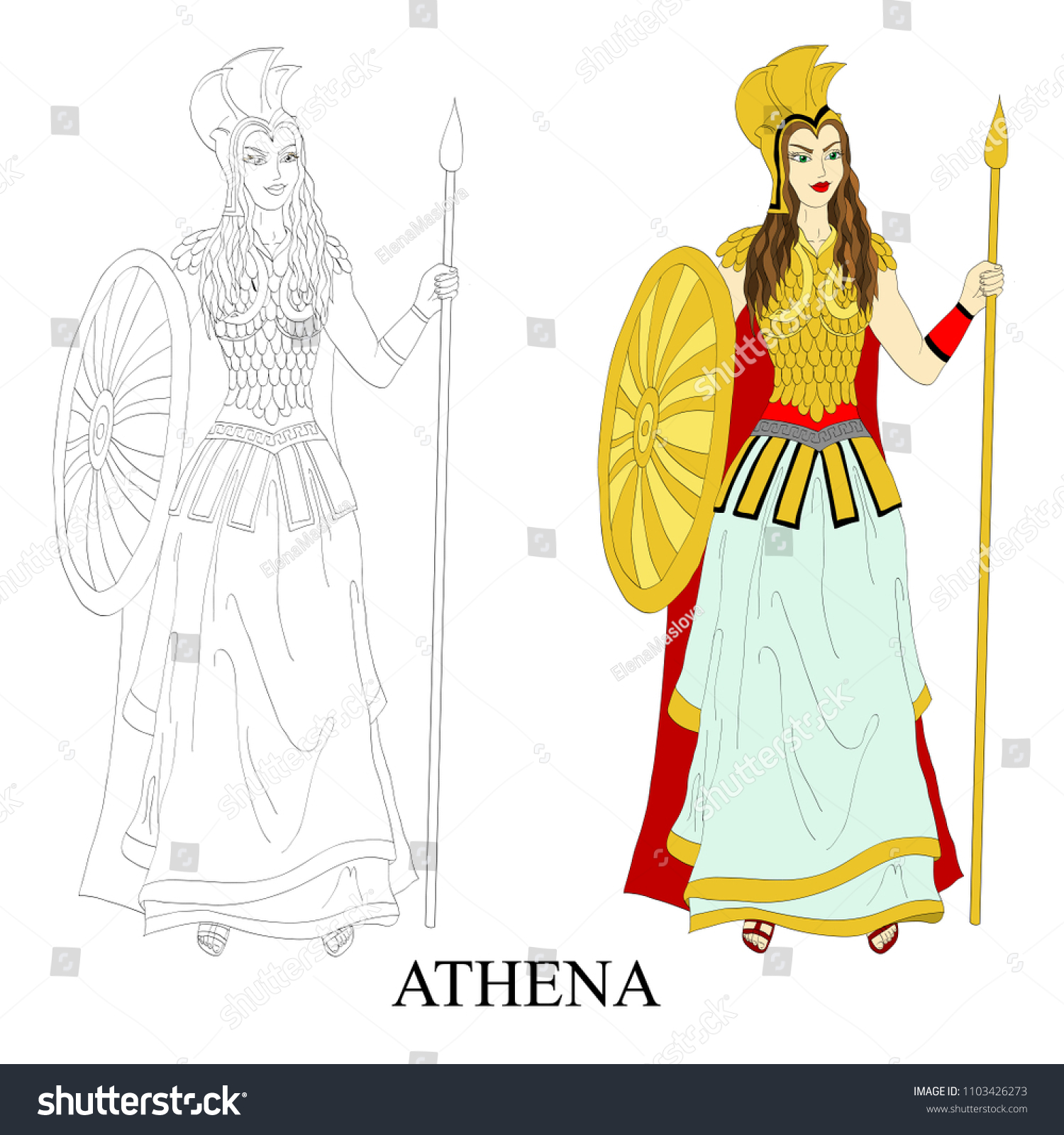 Athena Goddess War Ancient Greece Stock Vector Royalty Free