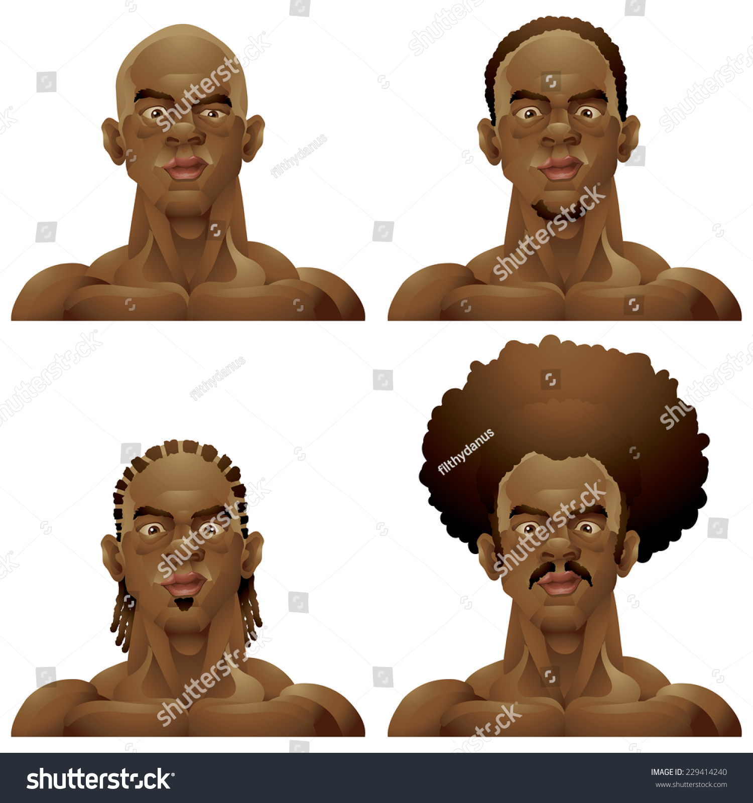 SVG of Athletic black man hairstyles head set svg