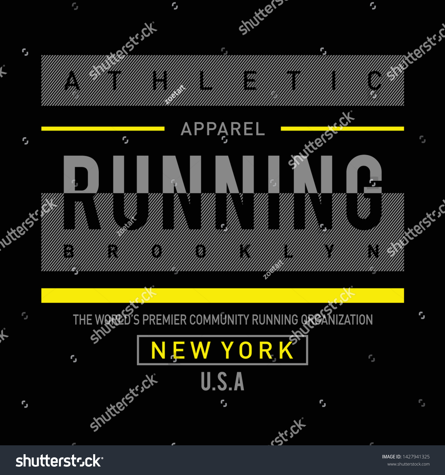 Athletic Sport Running Typography Tshirt Graphics Stock Vector (Royalty ...