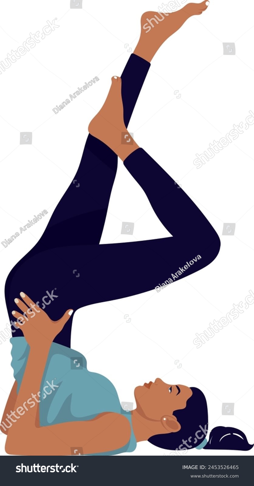 SVG of Athletic young woman doing yoga shoulderstands svg