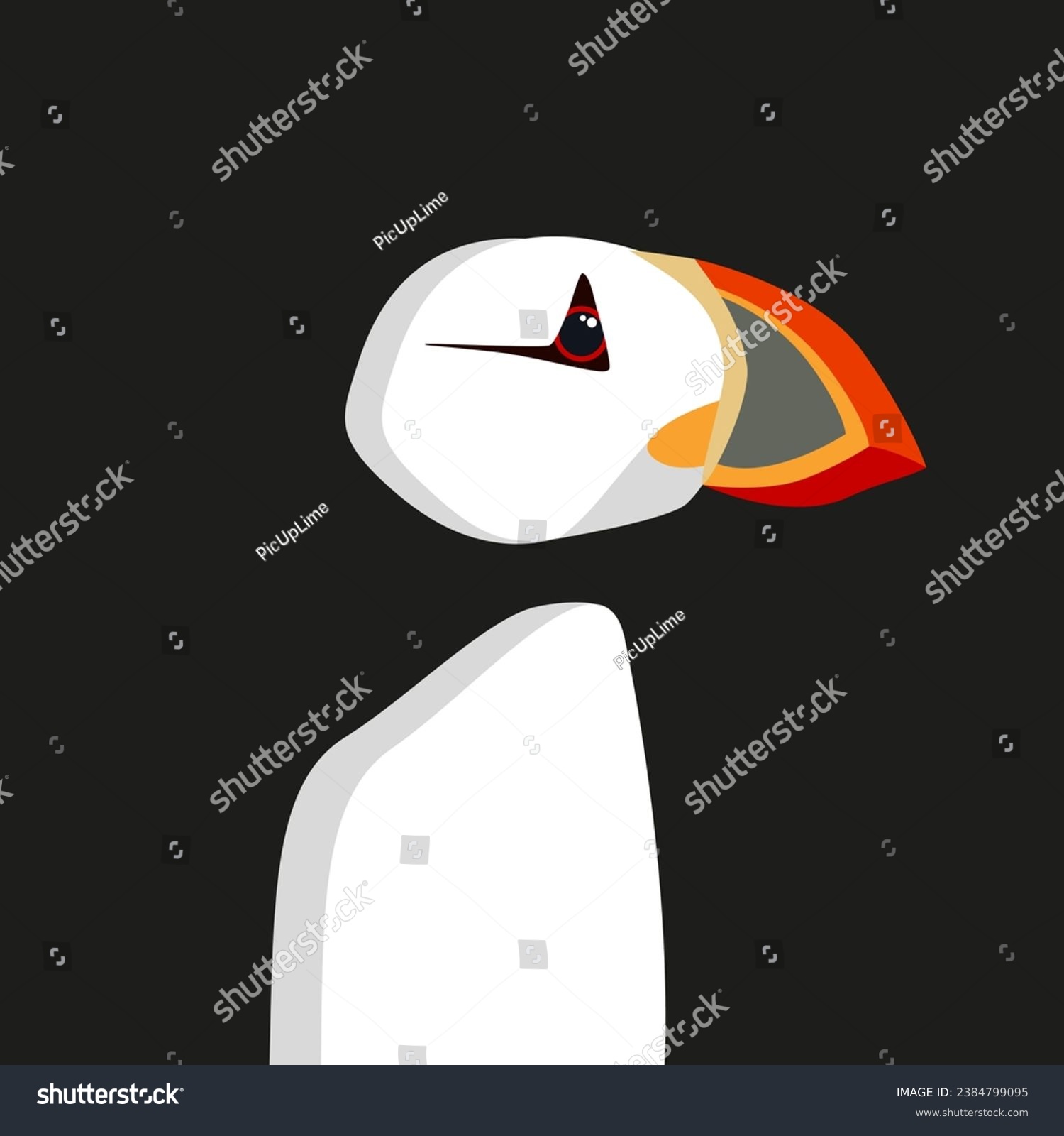 SVG of Atlantic puffin bird animal design flat vector illustration isolated on black background svg