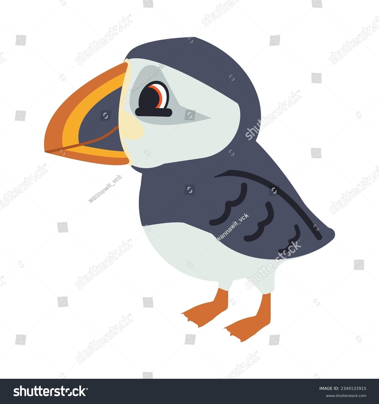 SVG of Atlantic Puffin Bird Cartoon Animal svg