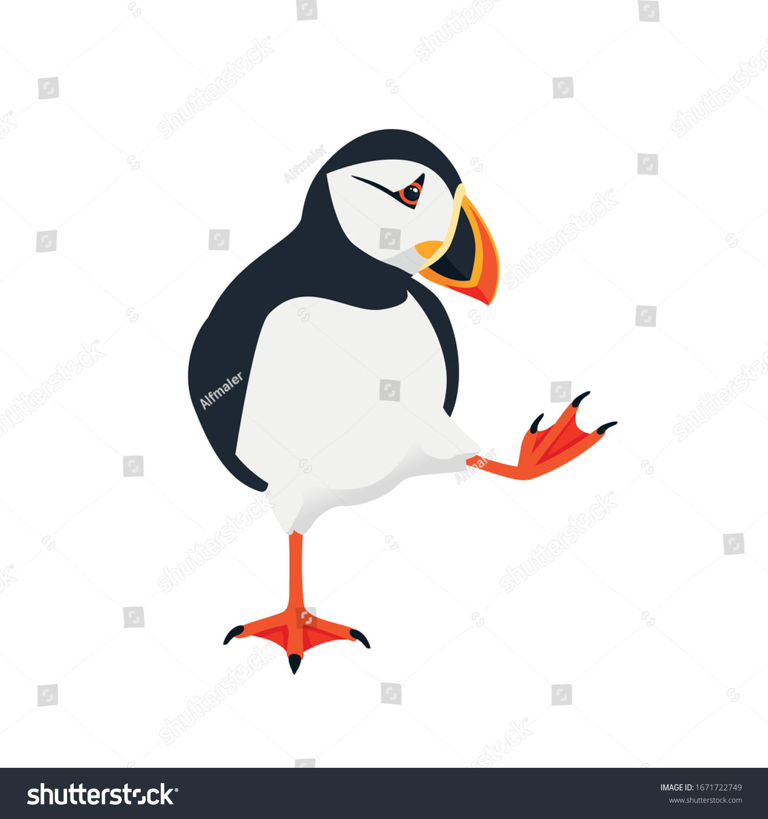 SVG of Atlantic puffin bird cartoon animal design flat vector illustration isolated on white background svg