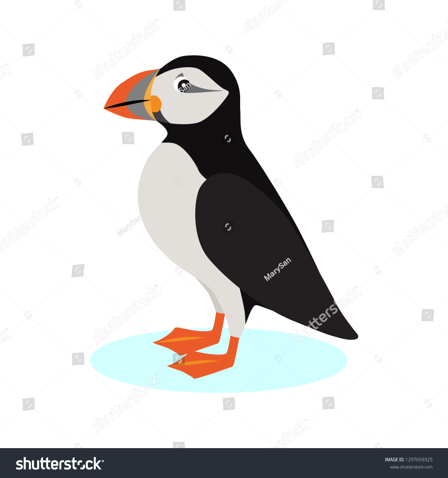 SVG of Atlantic puffin icon, polar bird with colorful beak isolated on white background, species of seabird, vector illustration svg