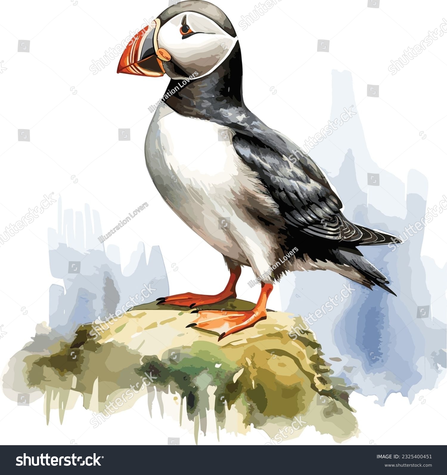 SVG of Atlantic puffin in peace watercolor Illustration svg
