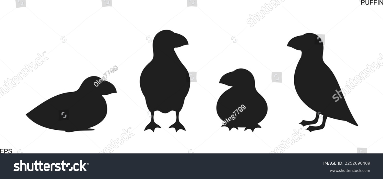 SVG of Atlantic puffin silhouette.  Isolated puffin on white background svg