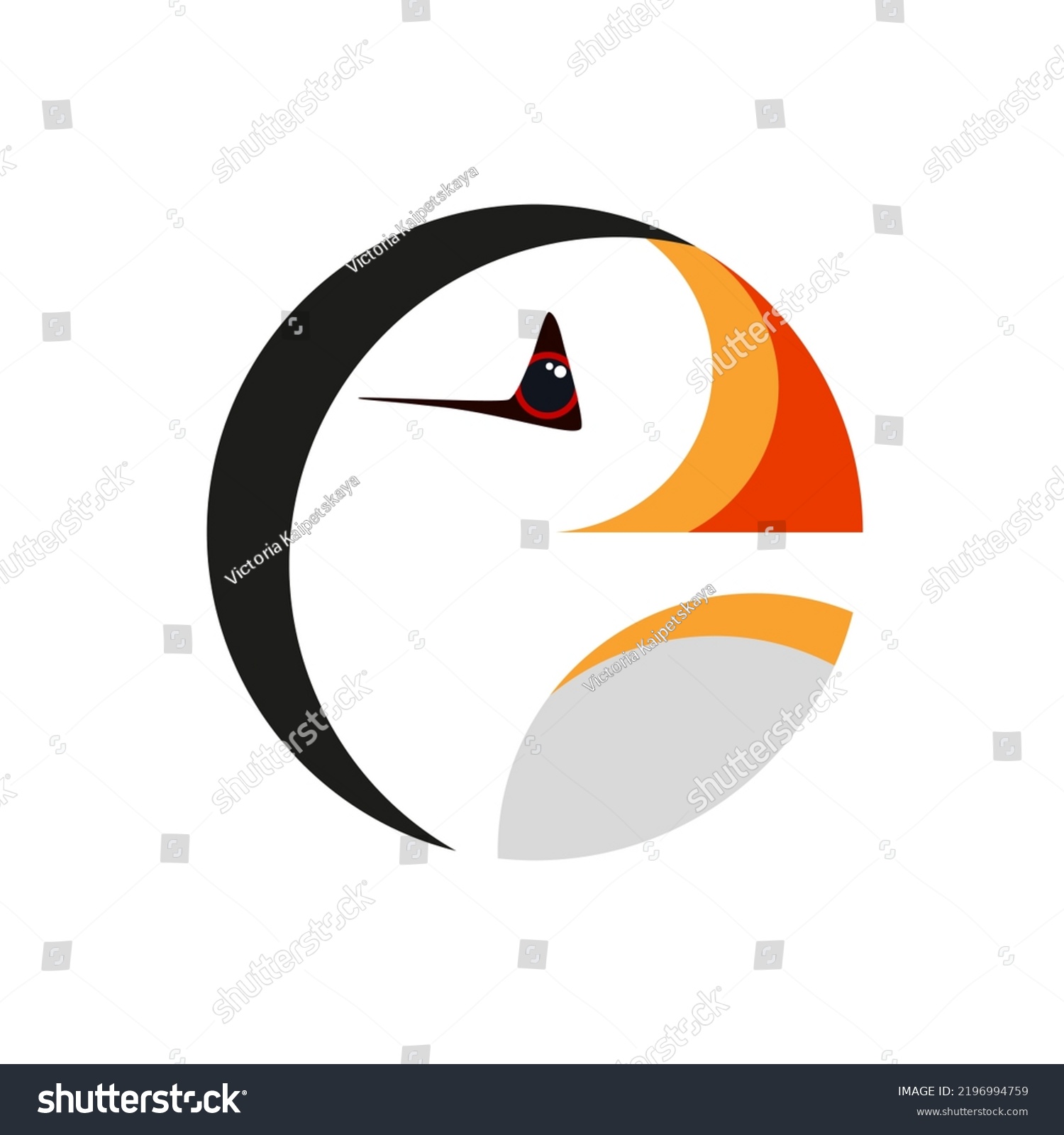 SVG of Atlantic puffins head Logo flat vector illustration. North fauna, wildlife. Red Book bird.  Arctic shore seabird, ocean coast inhabitants isolated on white background. svg