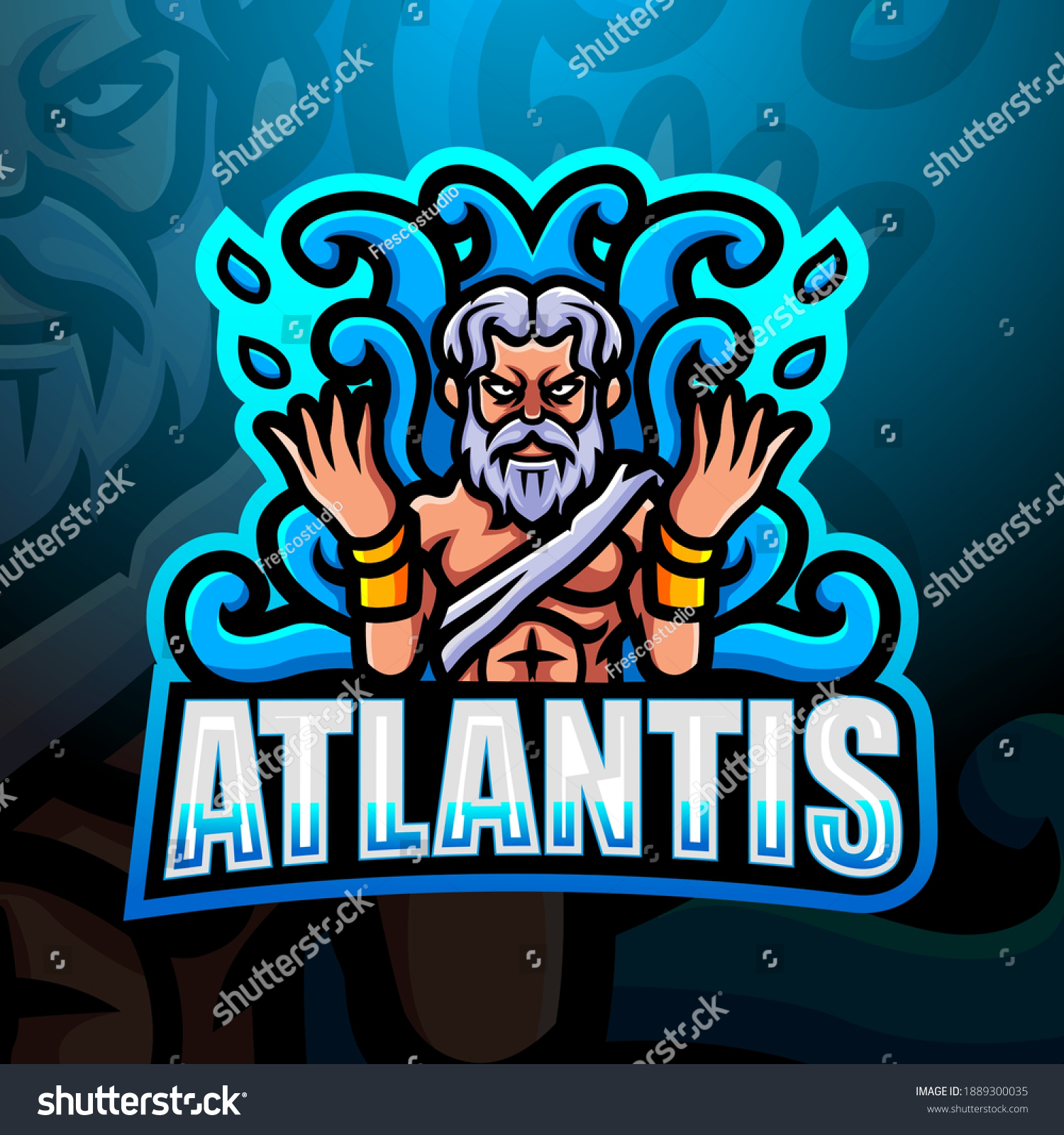 Atlantis Mascot Esport Logo Design Stock Vector (Royalty Free) 1889300035