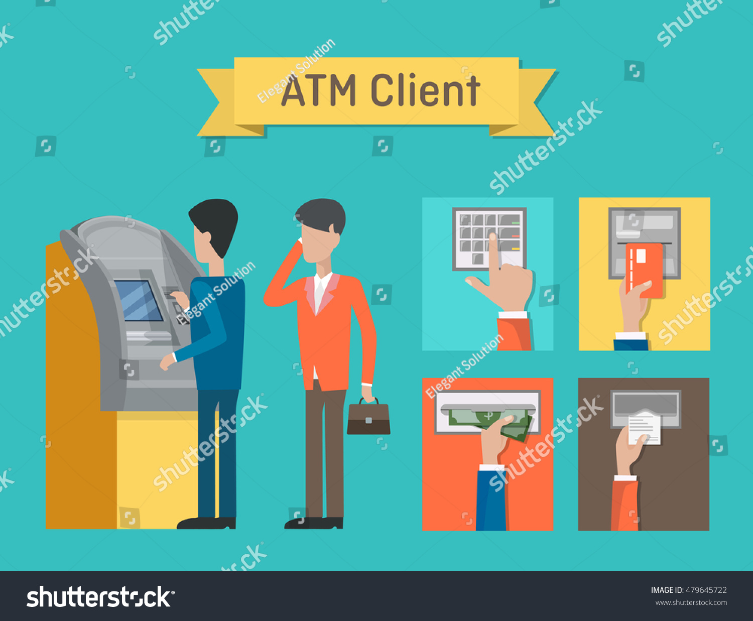 Atm Automated Teller Cash Machine Clients Stock Vector (royalty Free 