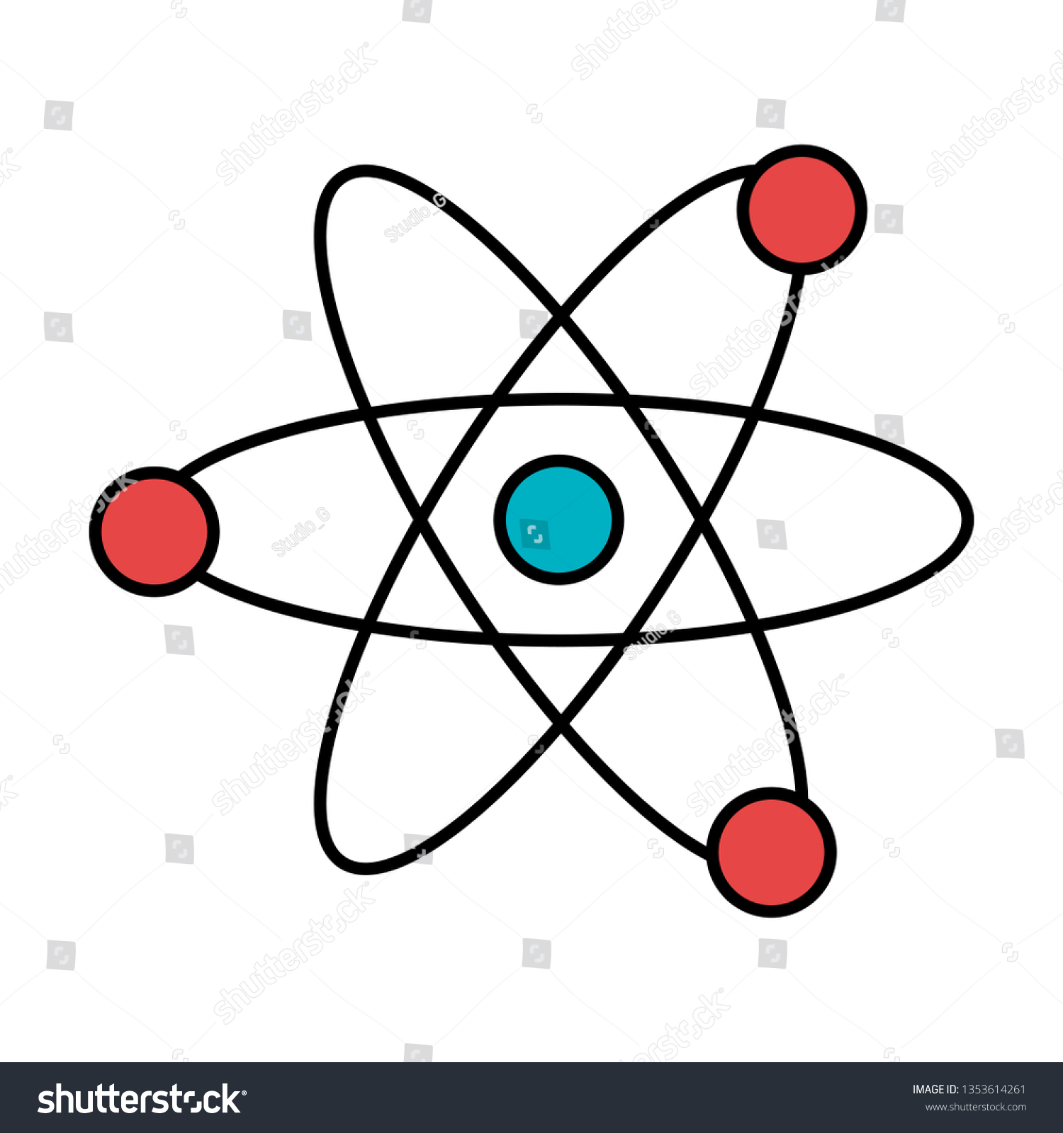 atom diagram with red and blue circles clip art preview