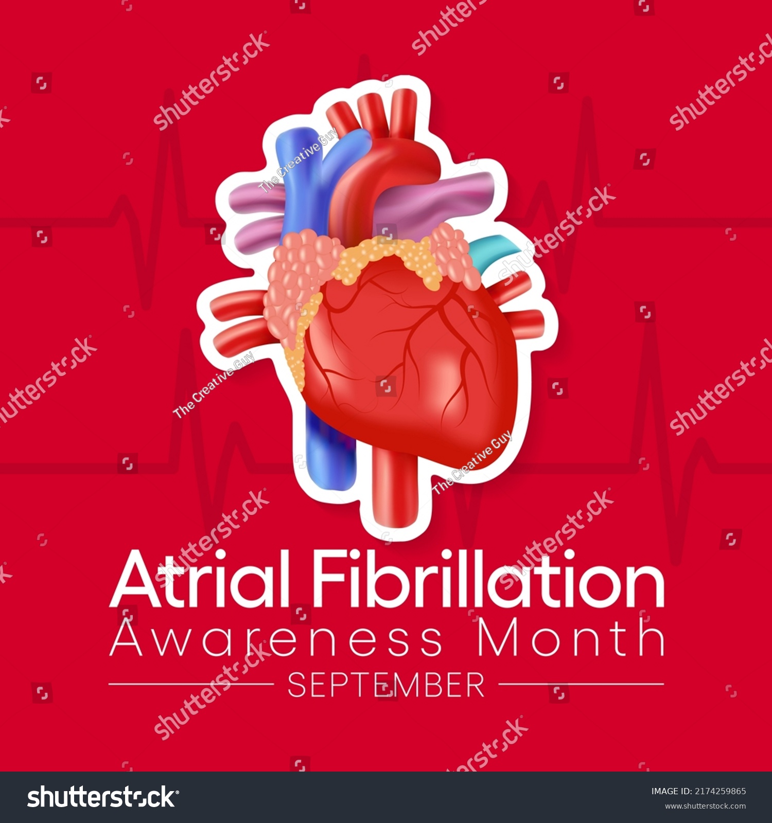 Atrial Fibrillation Afib Awareness Month Observed Stock Vector (Royalty