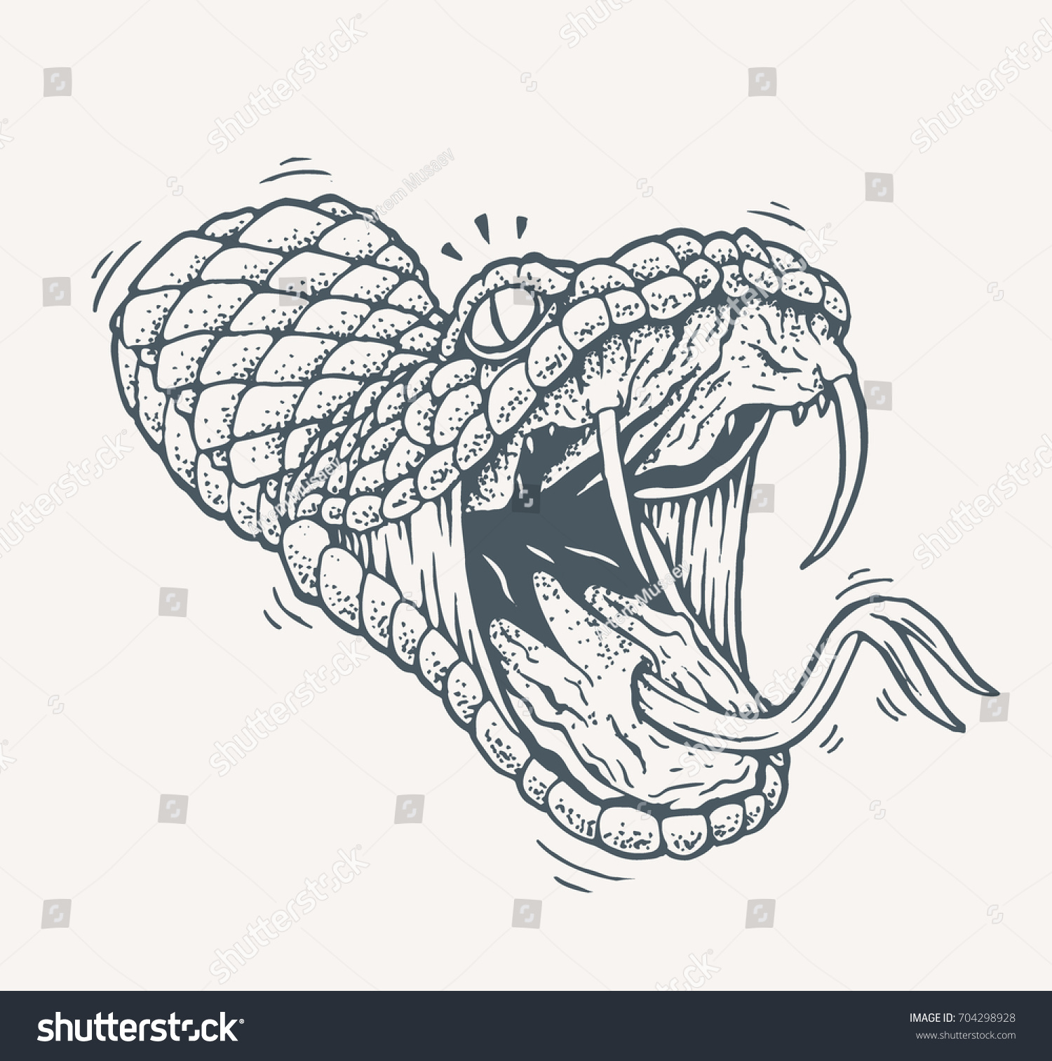Attacking Snake Vector Illustration Old Tattoo Stock Vector 704298928