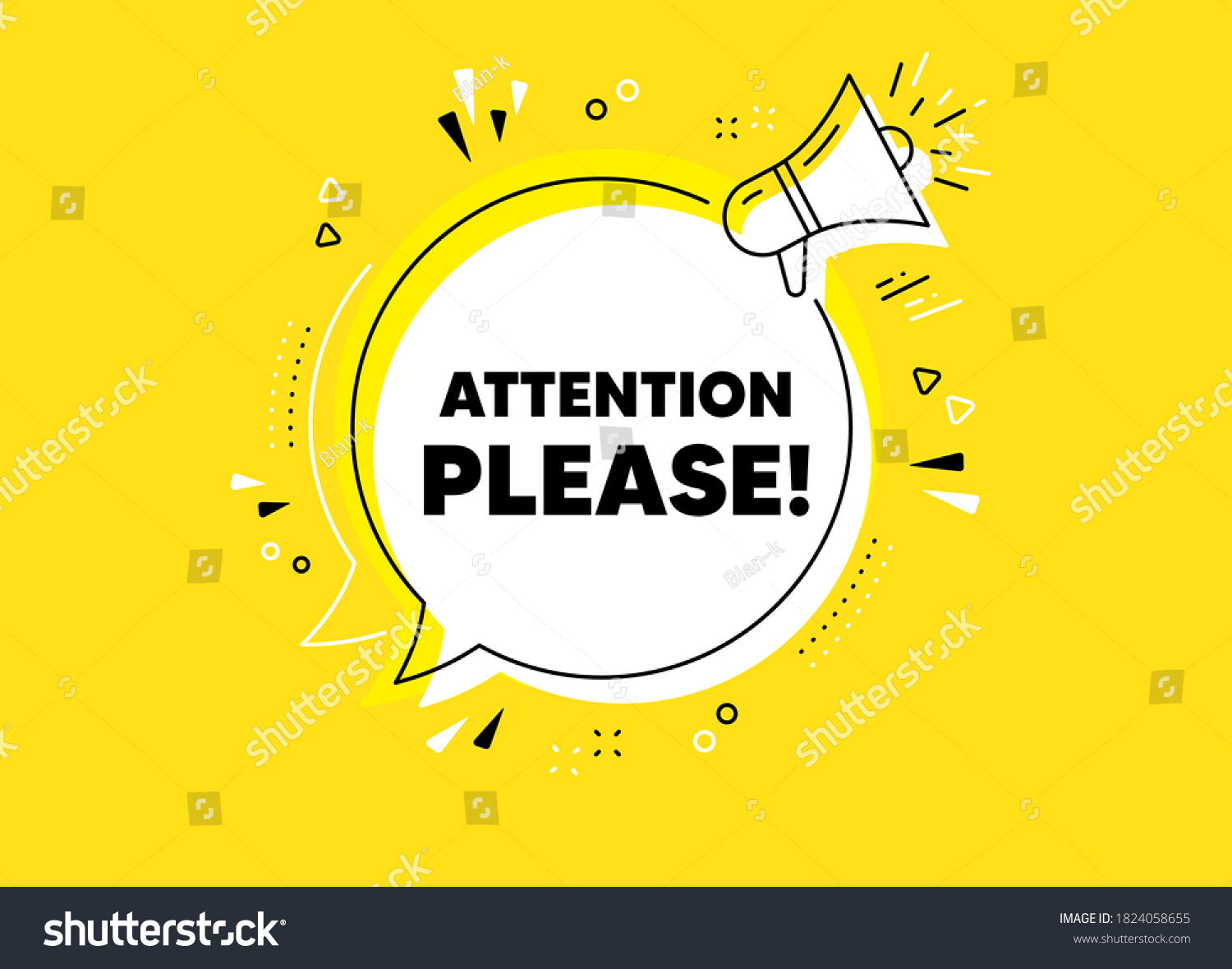 Attention Please Megaphone Yellow Vector Banner Stock Vector (Royalty ...