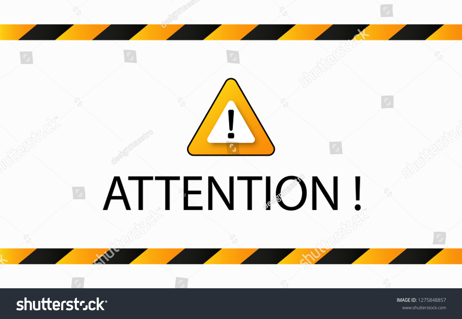 Attention Warning Banner Danger Alert Message Stock Vector (Royalty ...