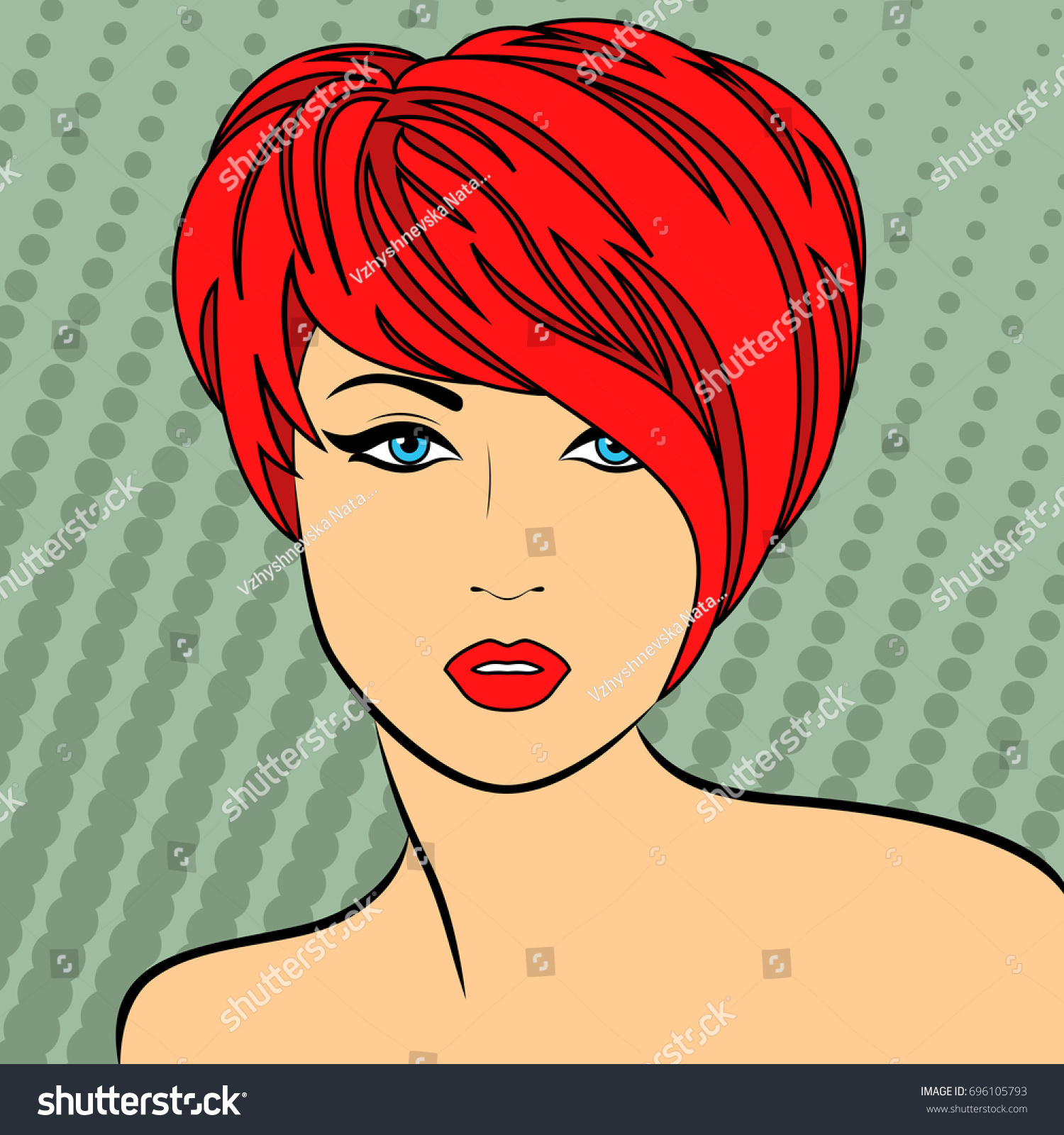Attractive Redhaired Young Girl Short Hair Stock