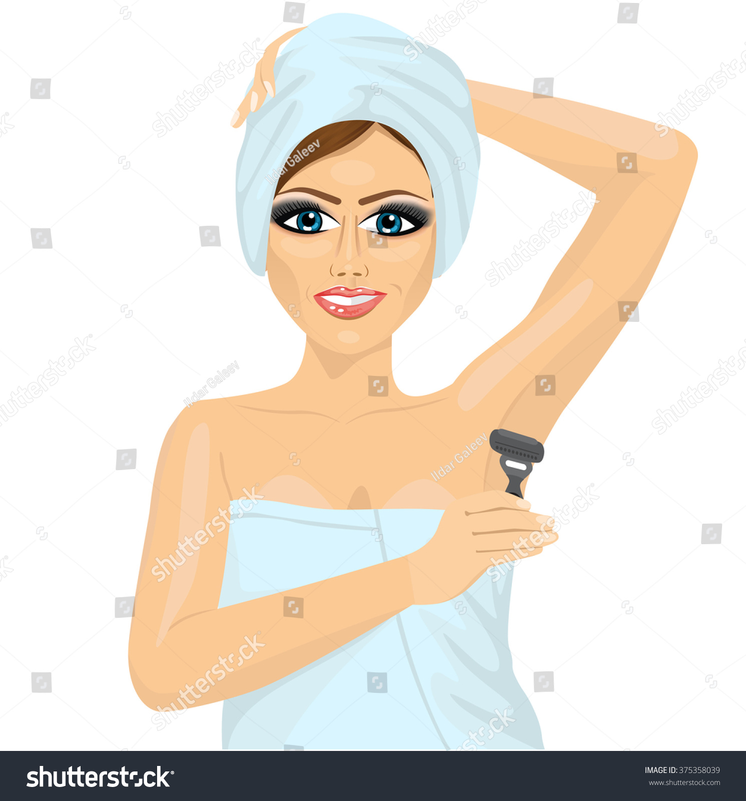 Attractive Young Woman Shaving Her Armpit Stock Vector Royalty Free 375358039 Shutterstock 8056